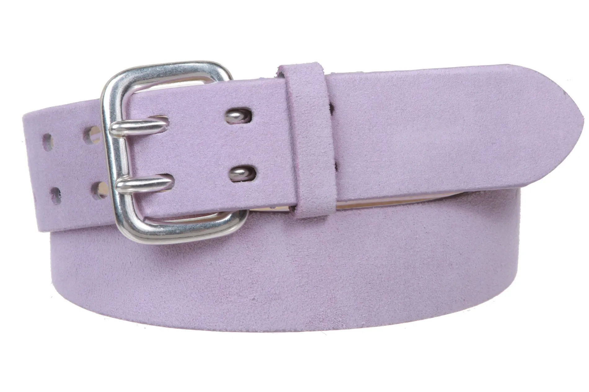 1 1/2" Women's Plain Soft Suede Leather Double Prong Dress Belt