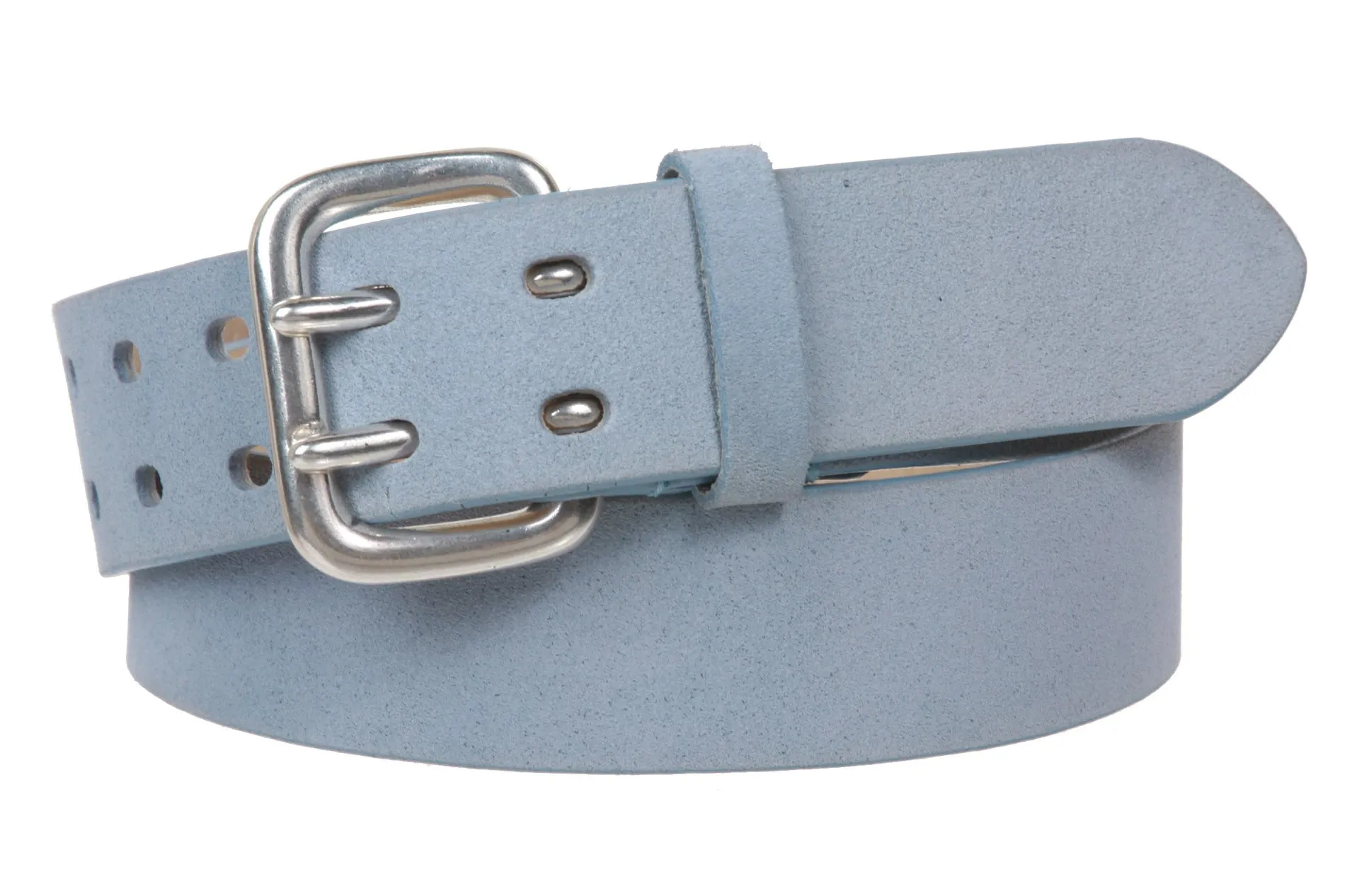 1 1/2" Women's Plain Soft Suede Leather Double Prong Dress Belt