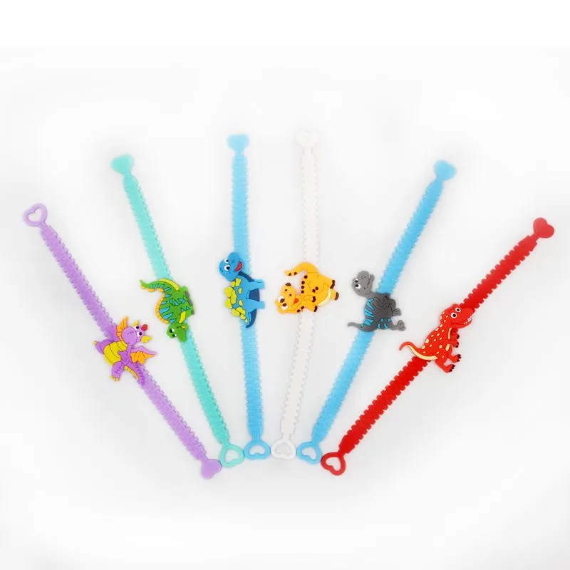 6pcs Dinosaur Party Rubber Bangle Bracelet Baby Shower Decorations Birthday Party Decorations Kids Gifts Jungle Party Supplies