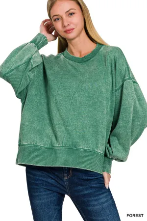 Acid Wash Pullover Ash Forest