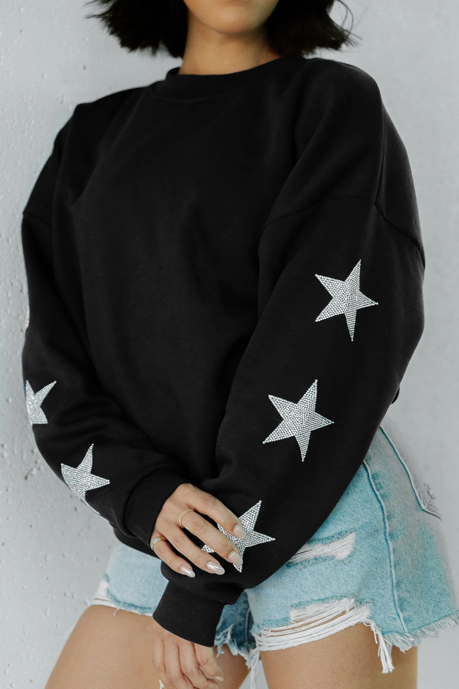 ARIZONA CARDINALS RADIANT ENERGY EMBELLISHED STAR SLEEVE CREWNECK PULLOVER