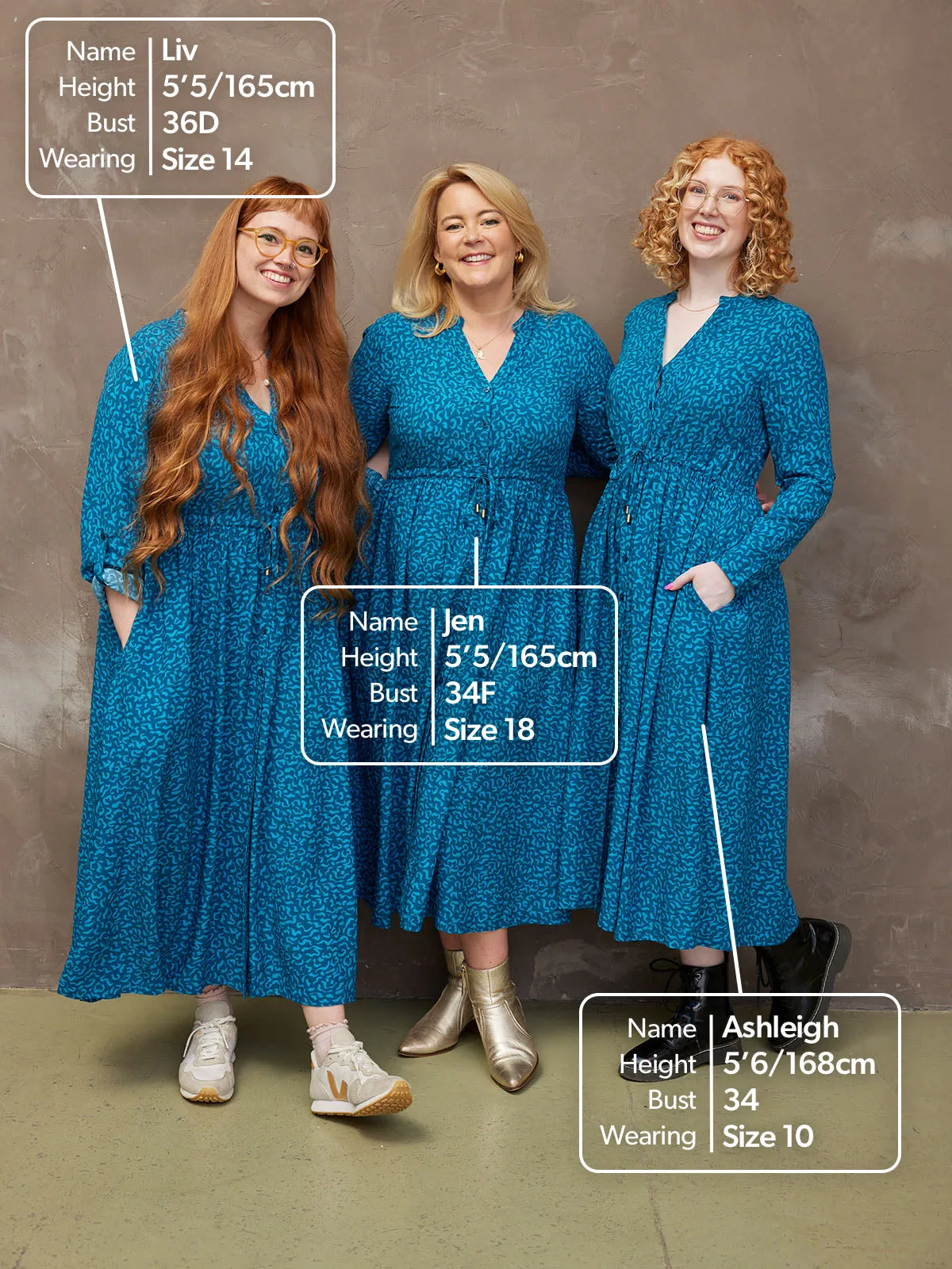 Ashleigh - Button Through Shirt Dress - Teal Print