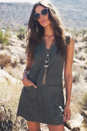 Aviana Sleeveless Suede Dress