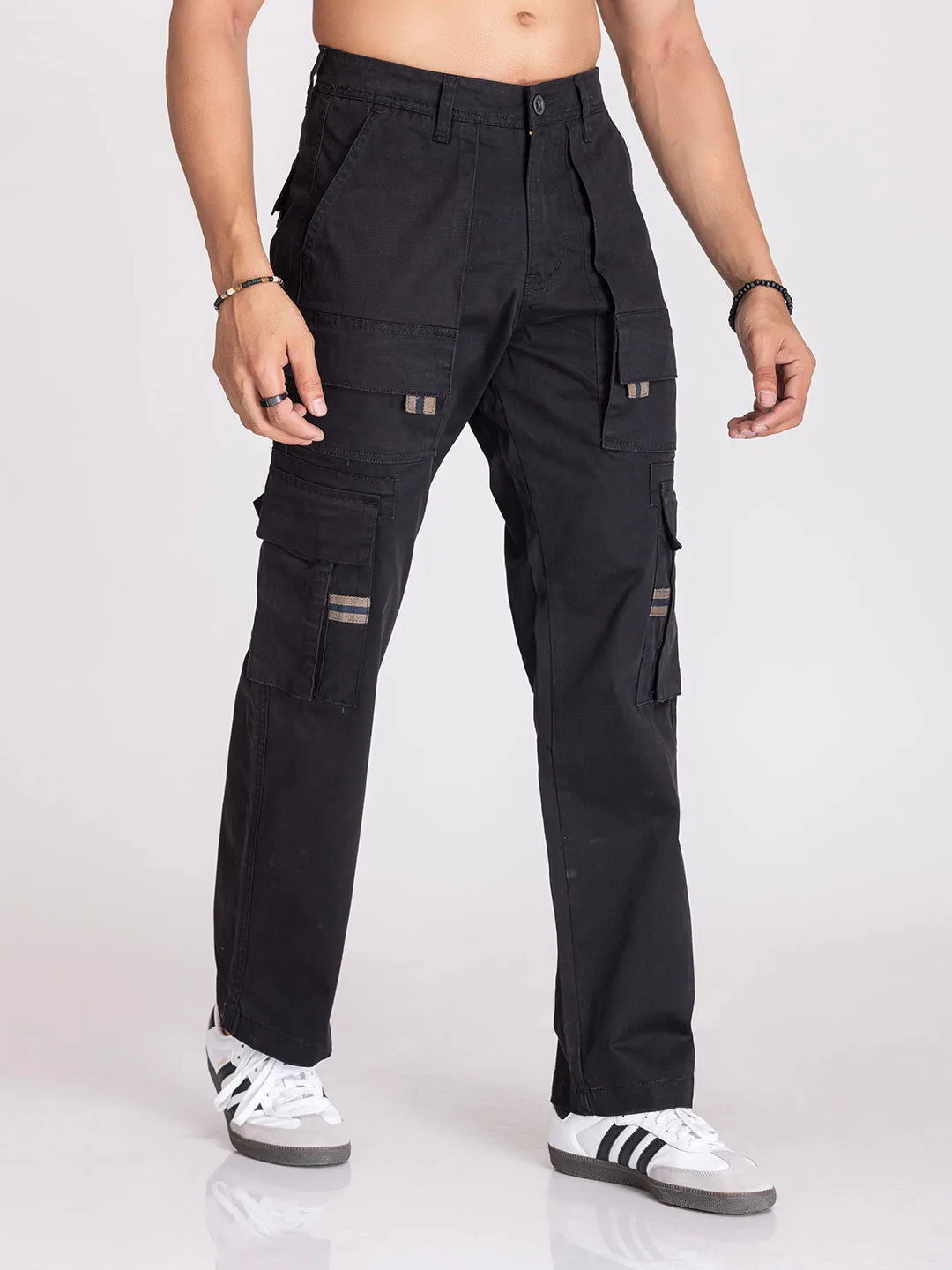 BAGGY UTILITY CARGO PANTS-BLACK