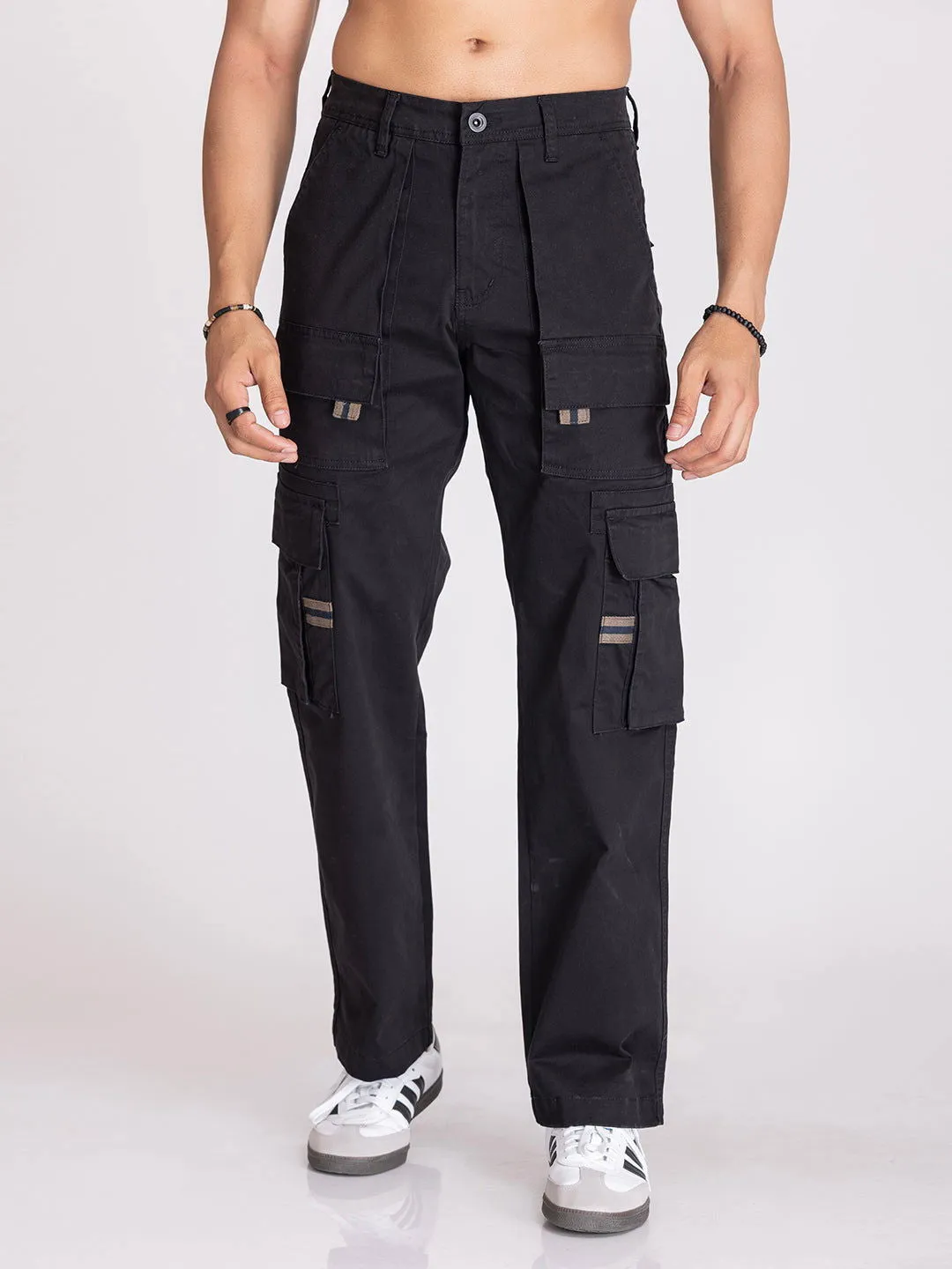 BAGGY UTILITY CARGO PANTS-BLACK