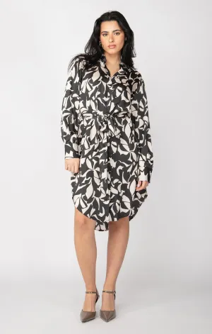 Belted Satin Shirt Dress (Dex)