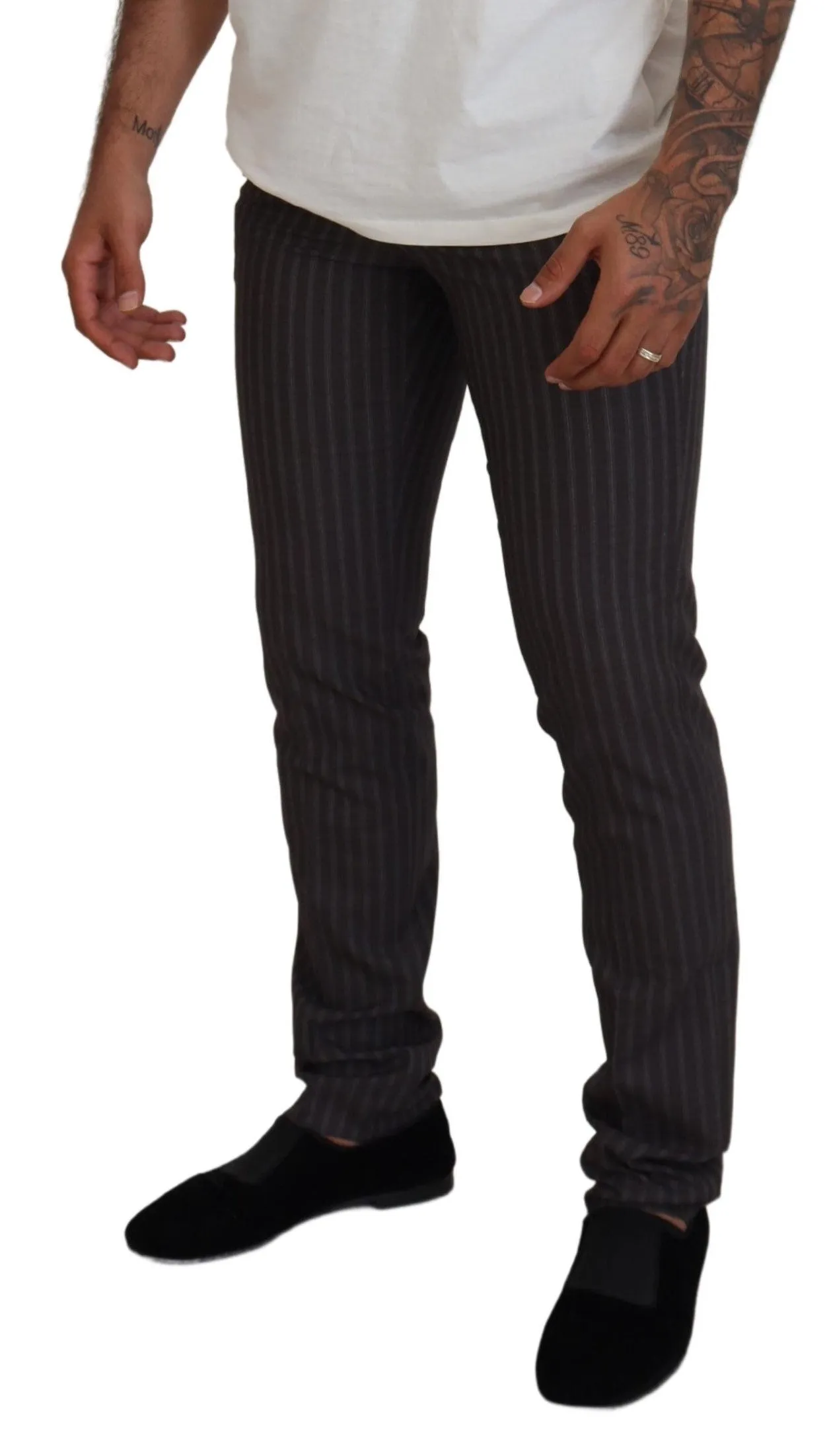 BENCIVENGA Brown Stripes Slim Fit  Pants