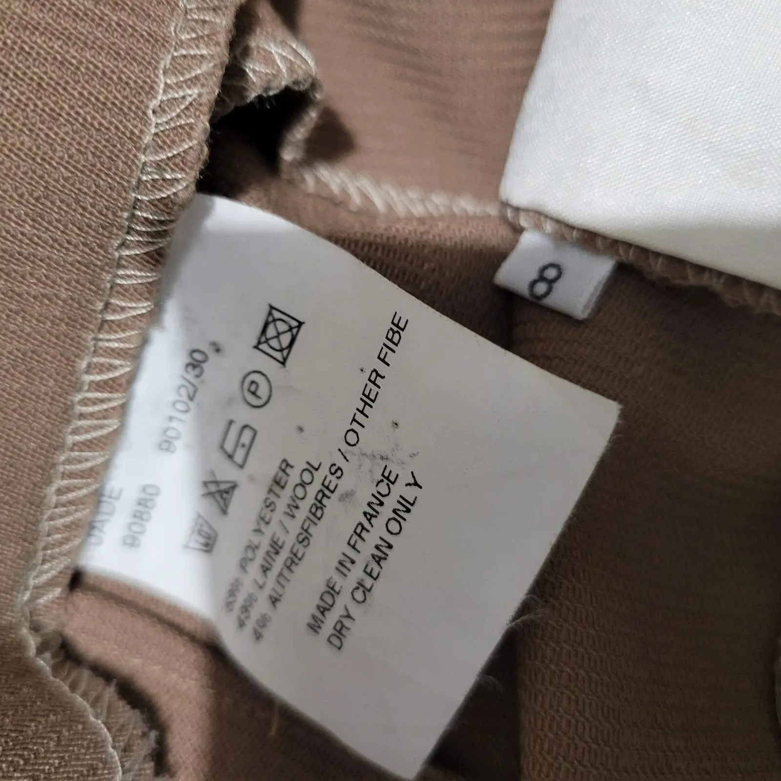 Bernard Zins Trousers Brown Tan Dress Pant High Waist Straight Flat Front Size 4