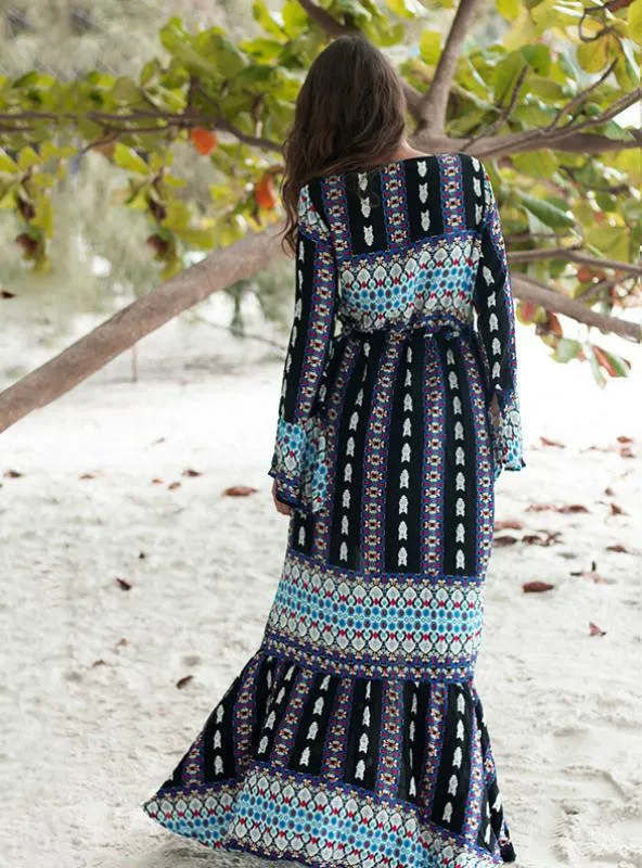 BerryBetty - Bandage Robe Long Sleeve Maxi Dress