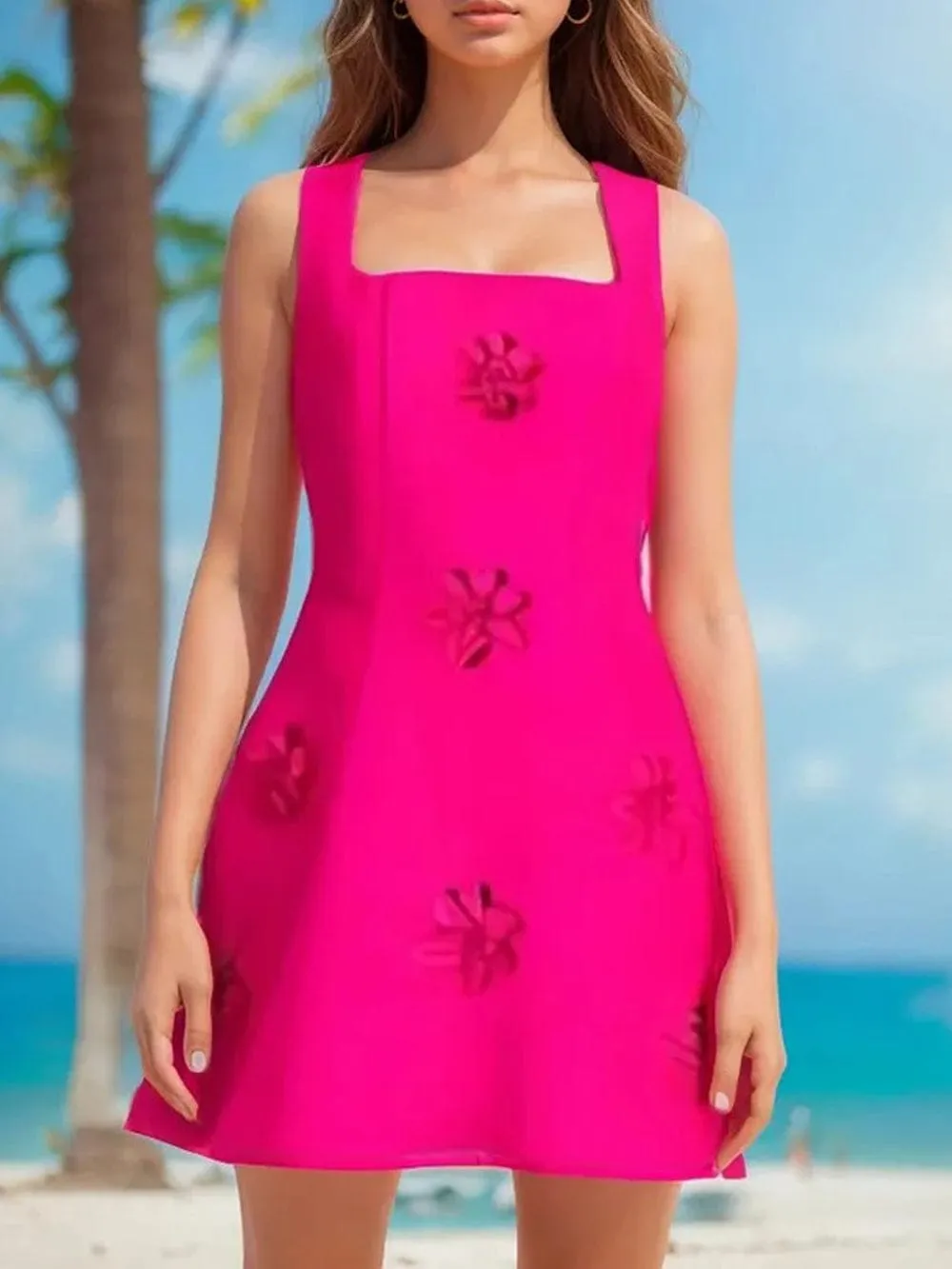 Bevan Sleeveless Appliques Mini Dress