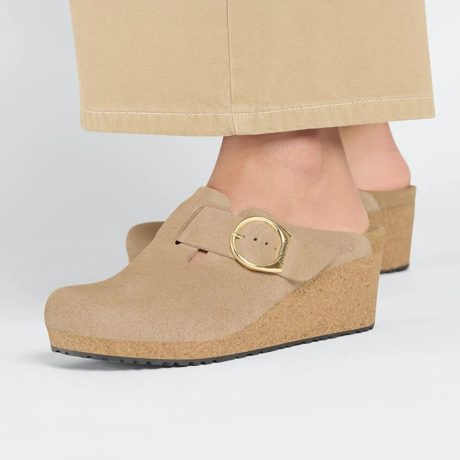 Birkenstock Fanny Ring-Buckle Wedge Clog (Women) - Warm Sand Suede