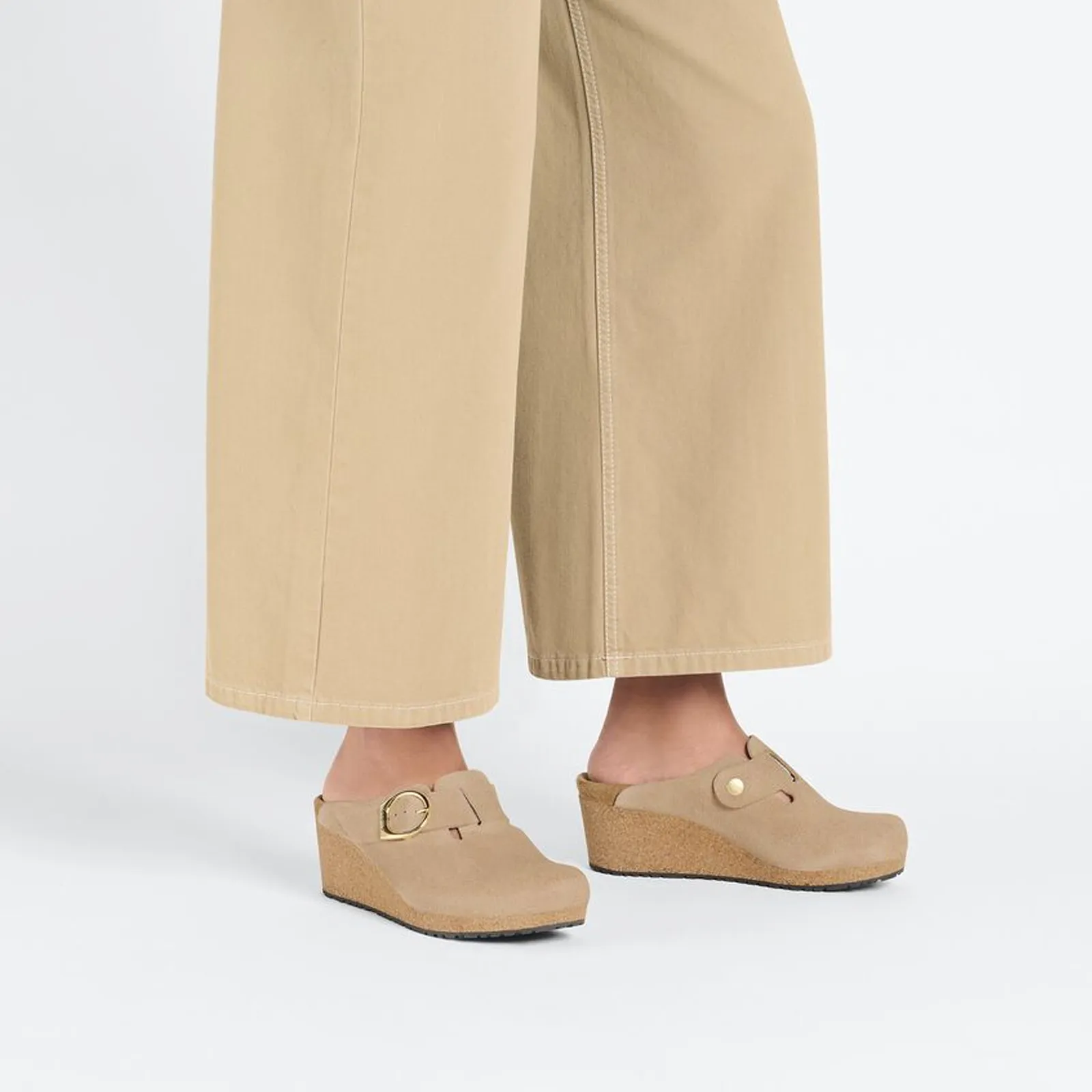 Birkenstock Fanny Ring-Buckle Wedge Clog (Women) - Warm Sand Suede