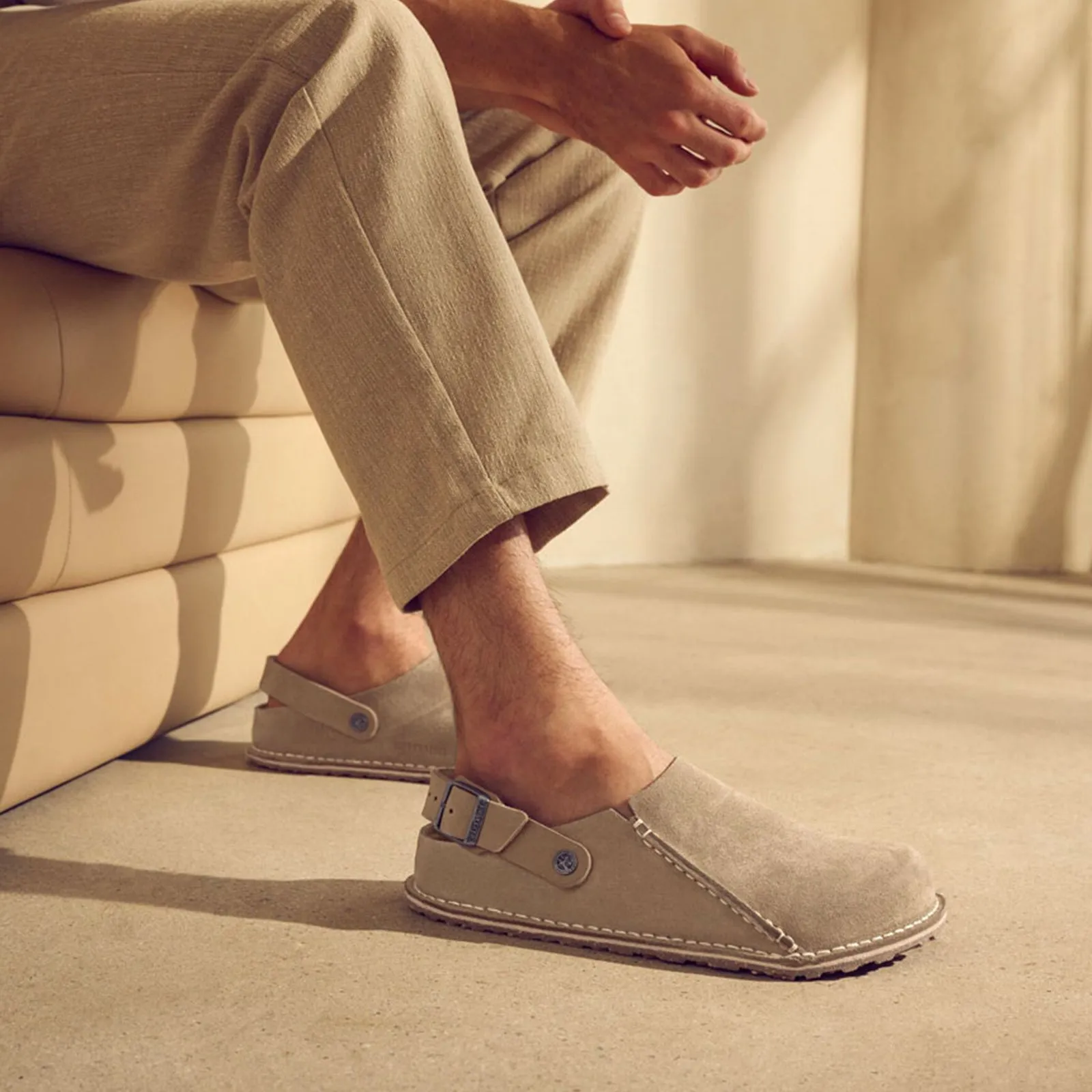 Birkenstock Lutry Slipper (Men) - Gray Taupe Suede