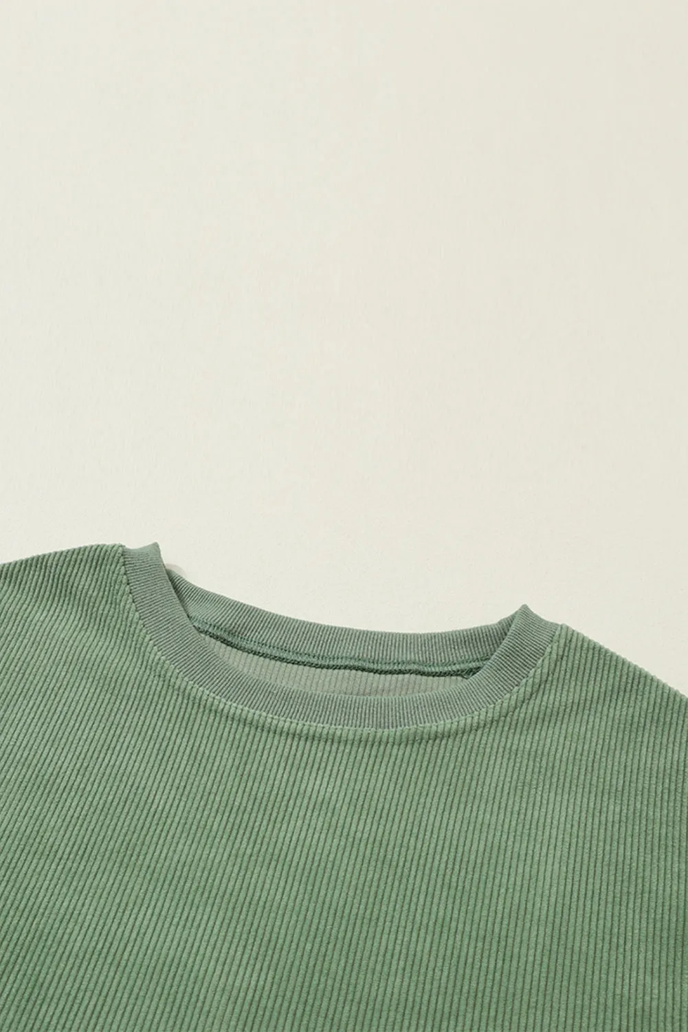 Black Solid Color Ribbed Oversized Sweatshirt