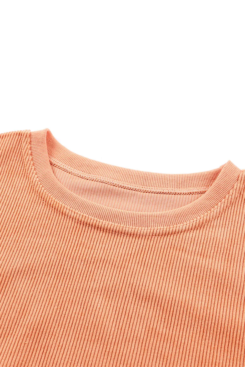 Black Solid Color Ribbed Oversized Sweatshirt