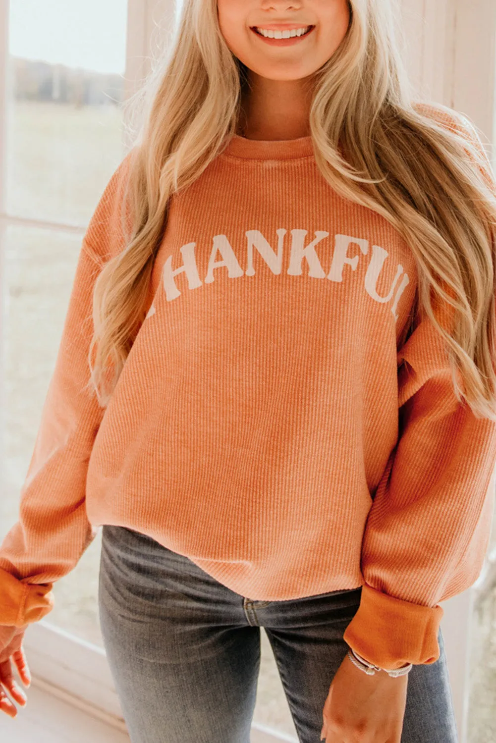 Black Solid Color Ribbed Oversized Sweatshirt