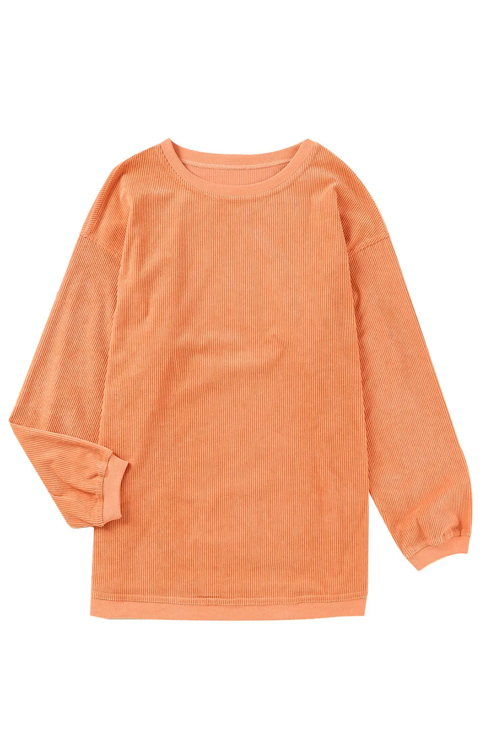 Black Solid Color Ribbed Oversized Sweatshirt
