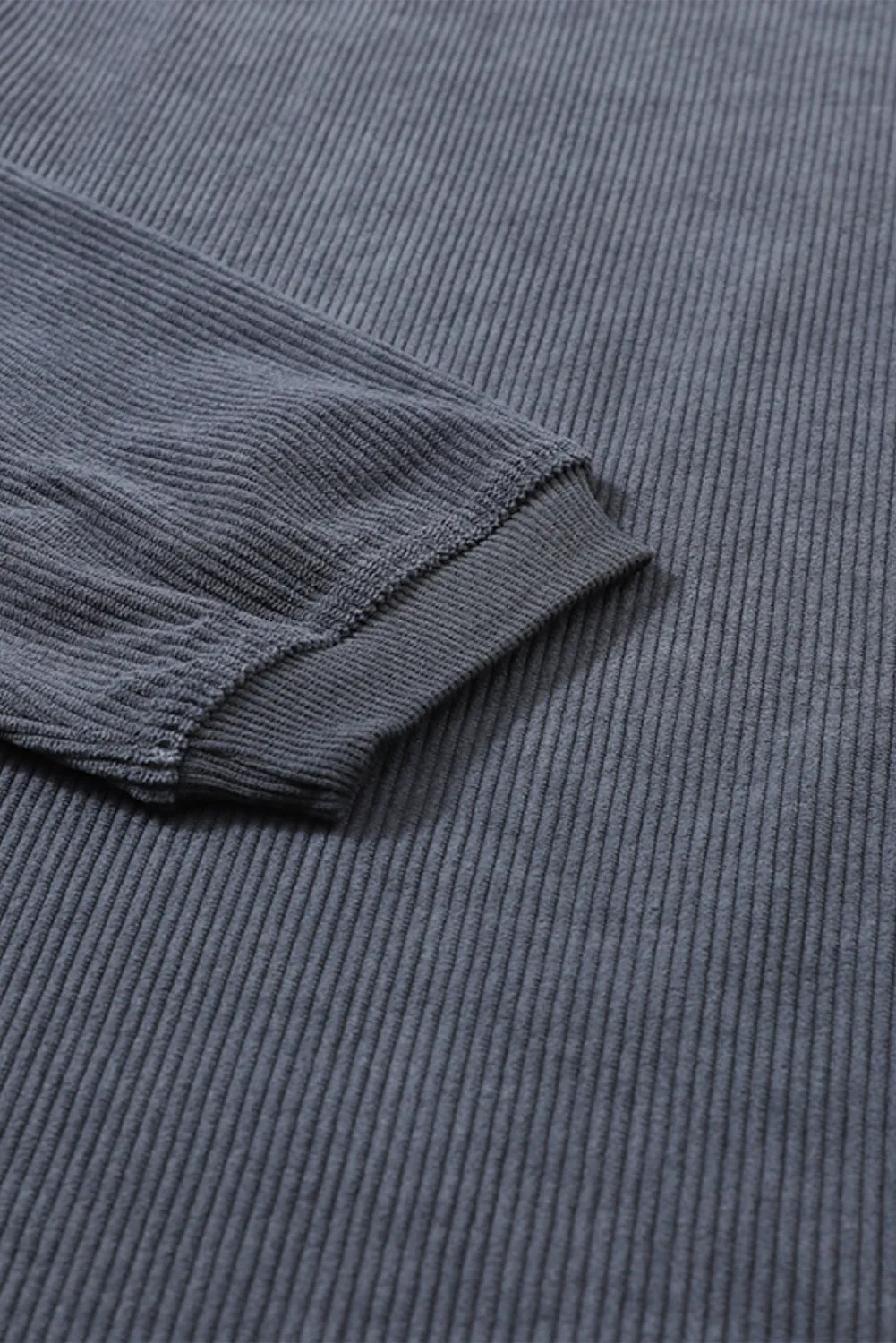 Black Solid Color Ribbed Oversized Sweatshirt