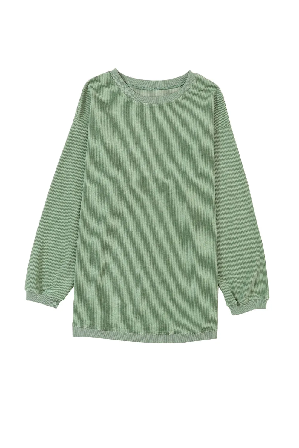 Black Solid Color Ribbed Oversized Sweatshirt