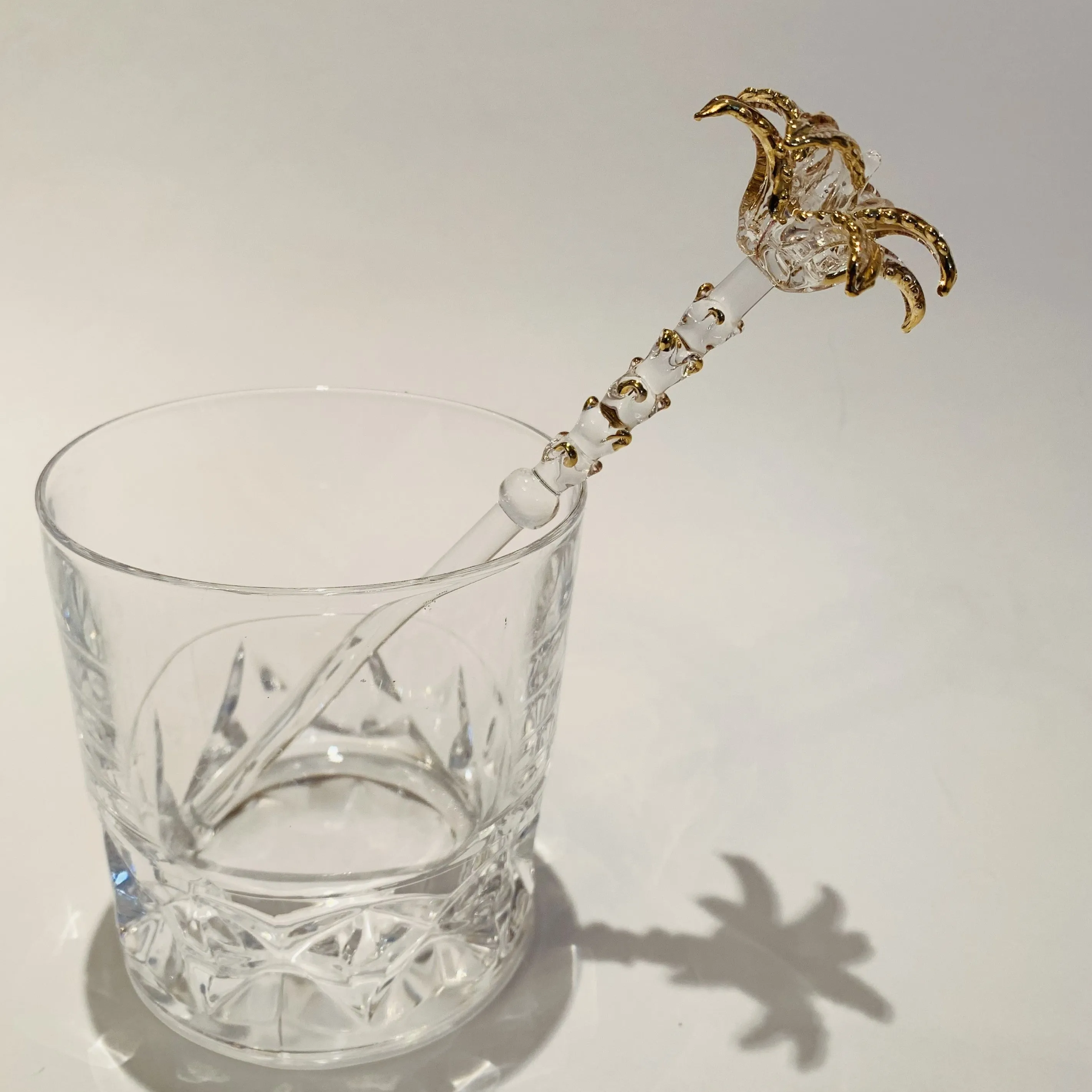 Blown Glass Cocktail Stirrer - Palm