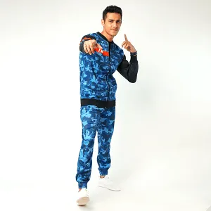 Blue Camo Jacket And Jogger Pant Track Suit