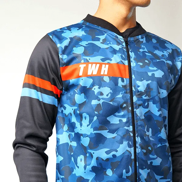 Blue Camo Jacket And Jogger Pant Track Suit