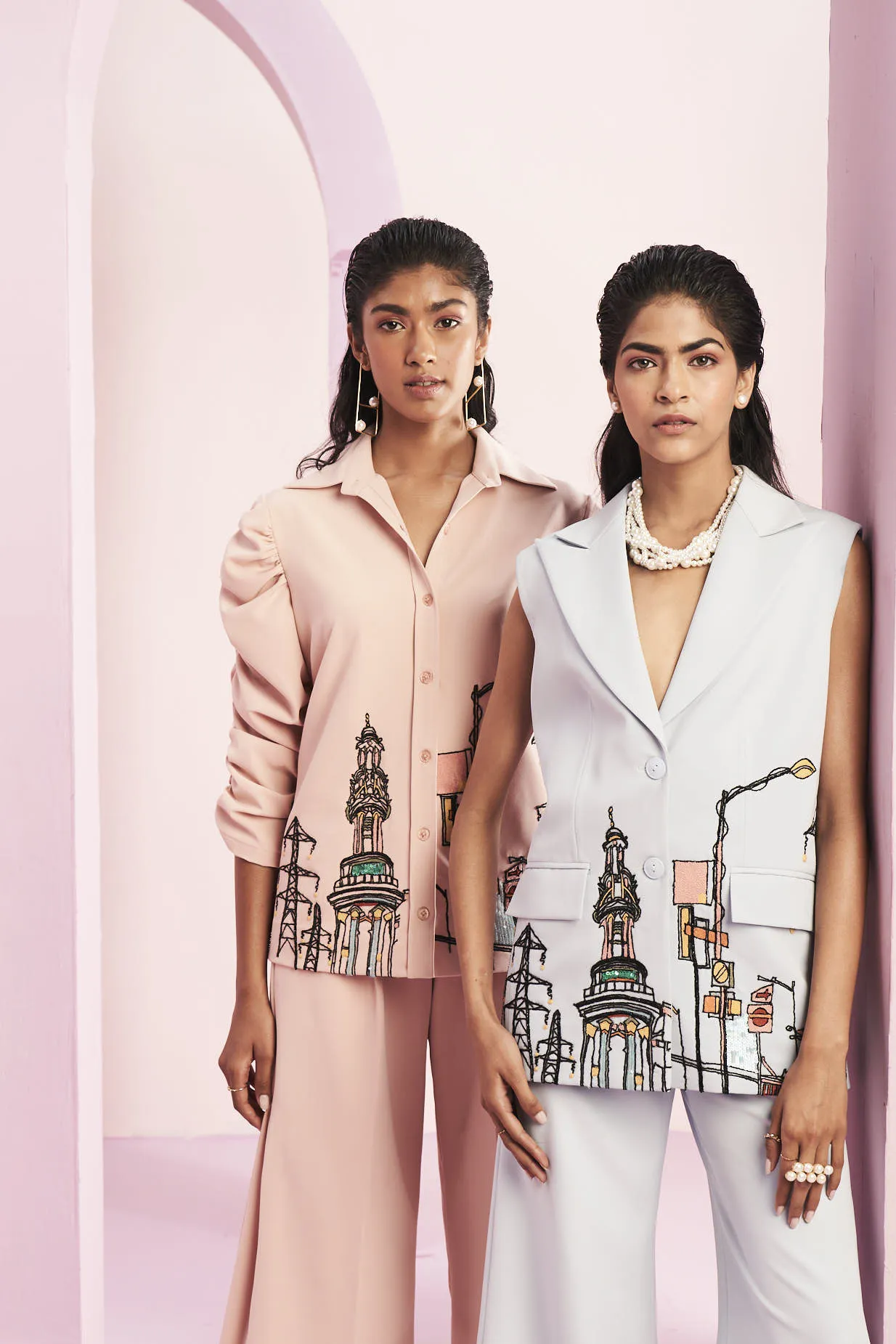 Blush Peach City Life Embellished Co-ord