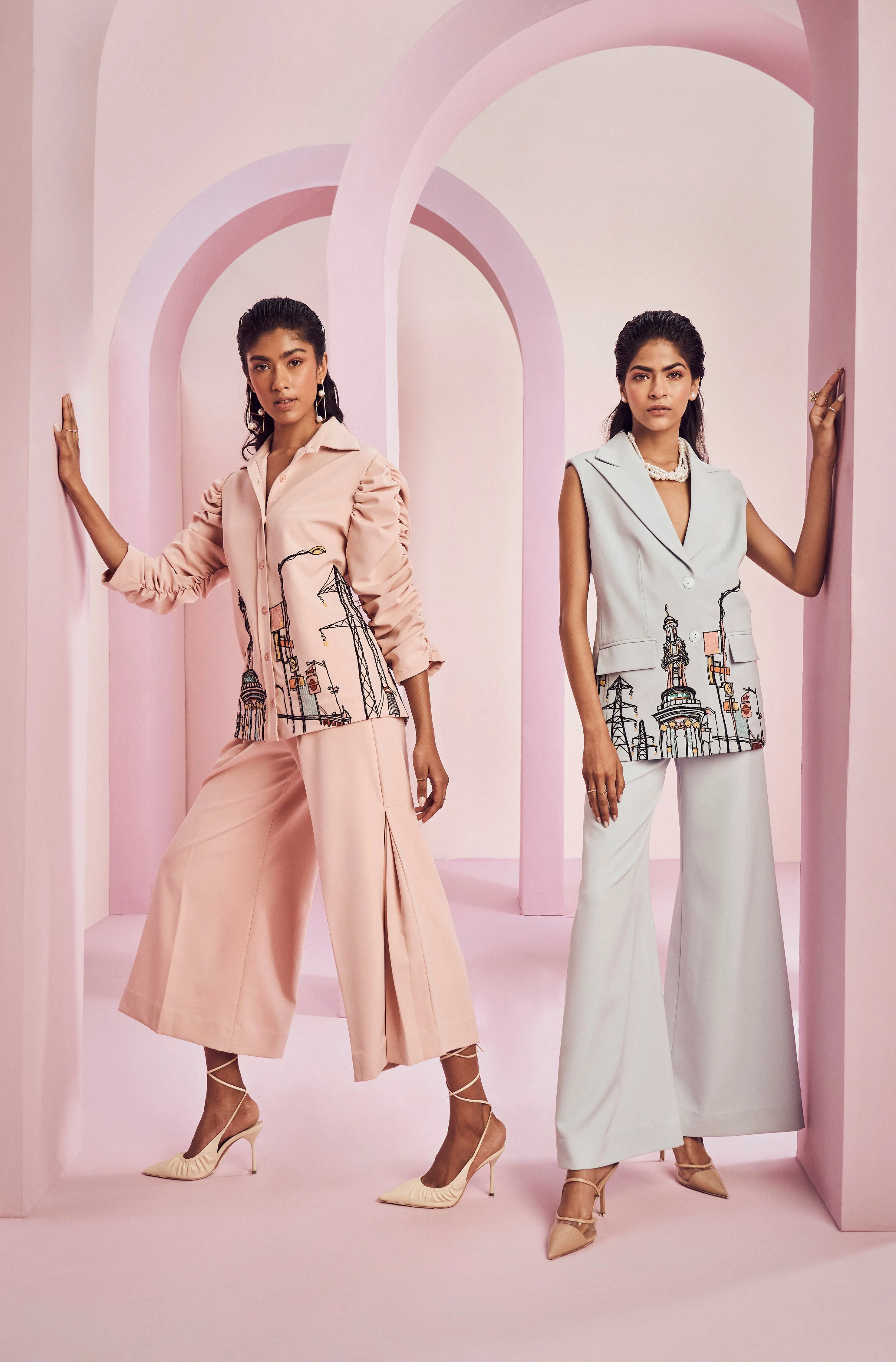 Blush Peach City Life Embellished Co-ord