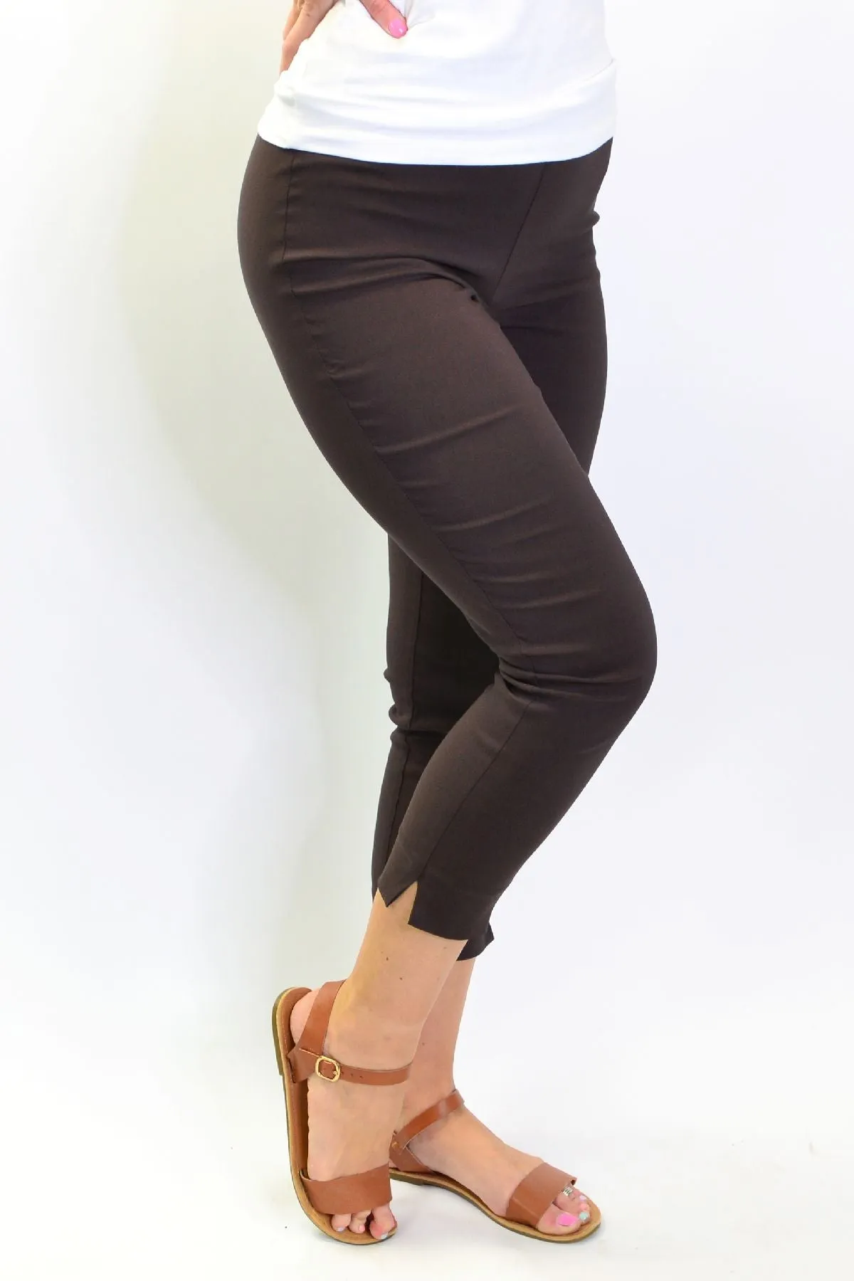 Brown Crop Pull on Pants