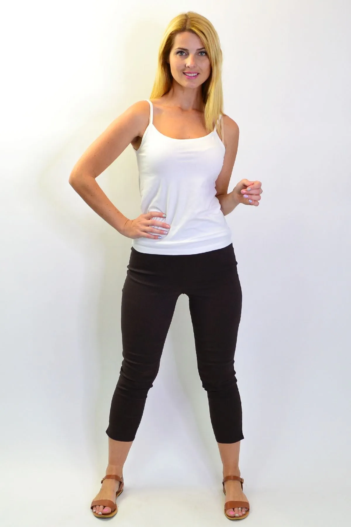 Brown Crop Pull on Pants