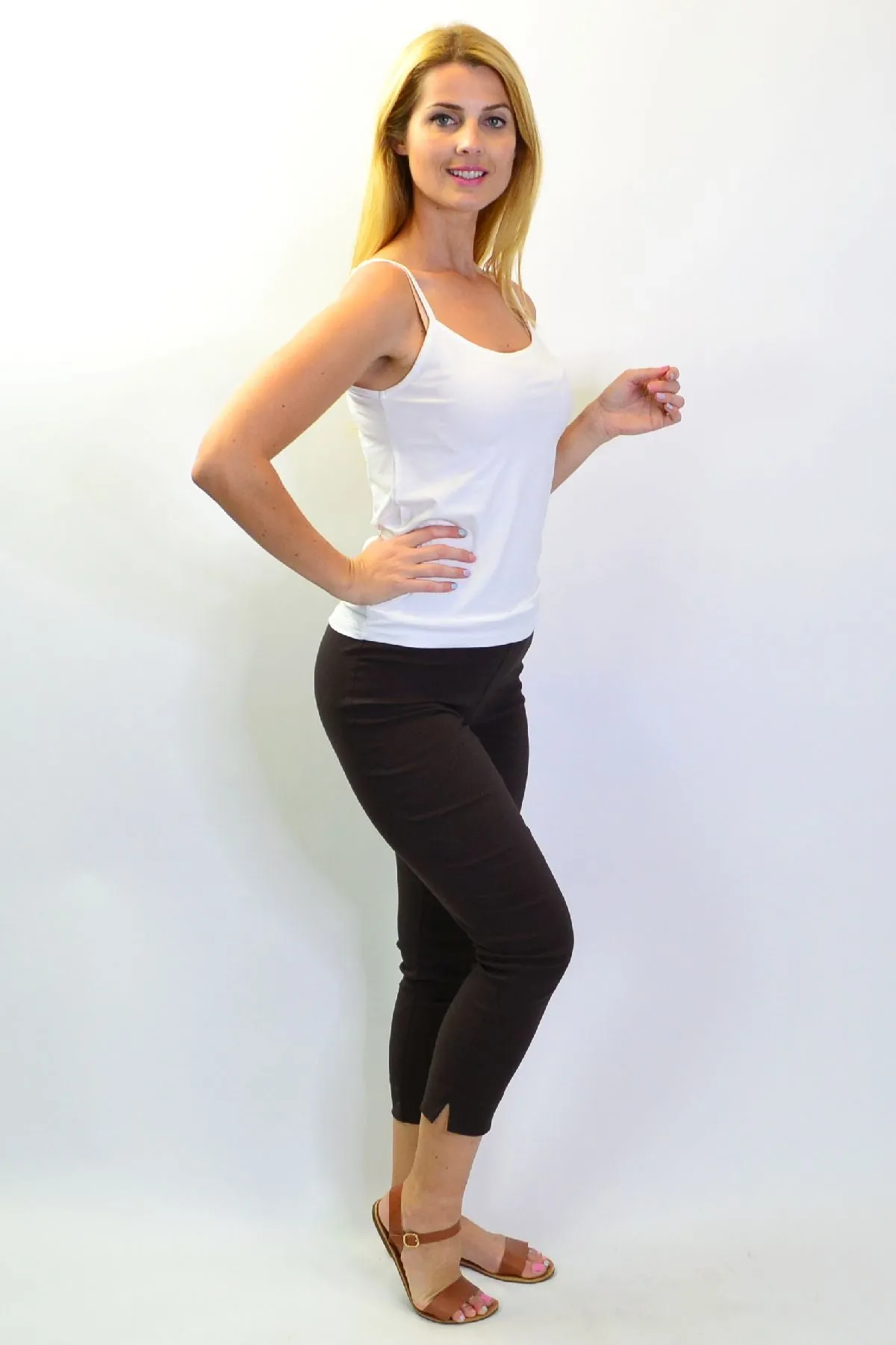 Brown Crop Pull on Pants