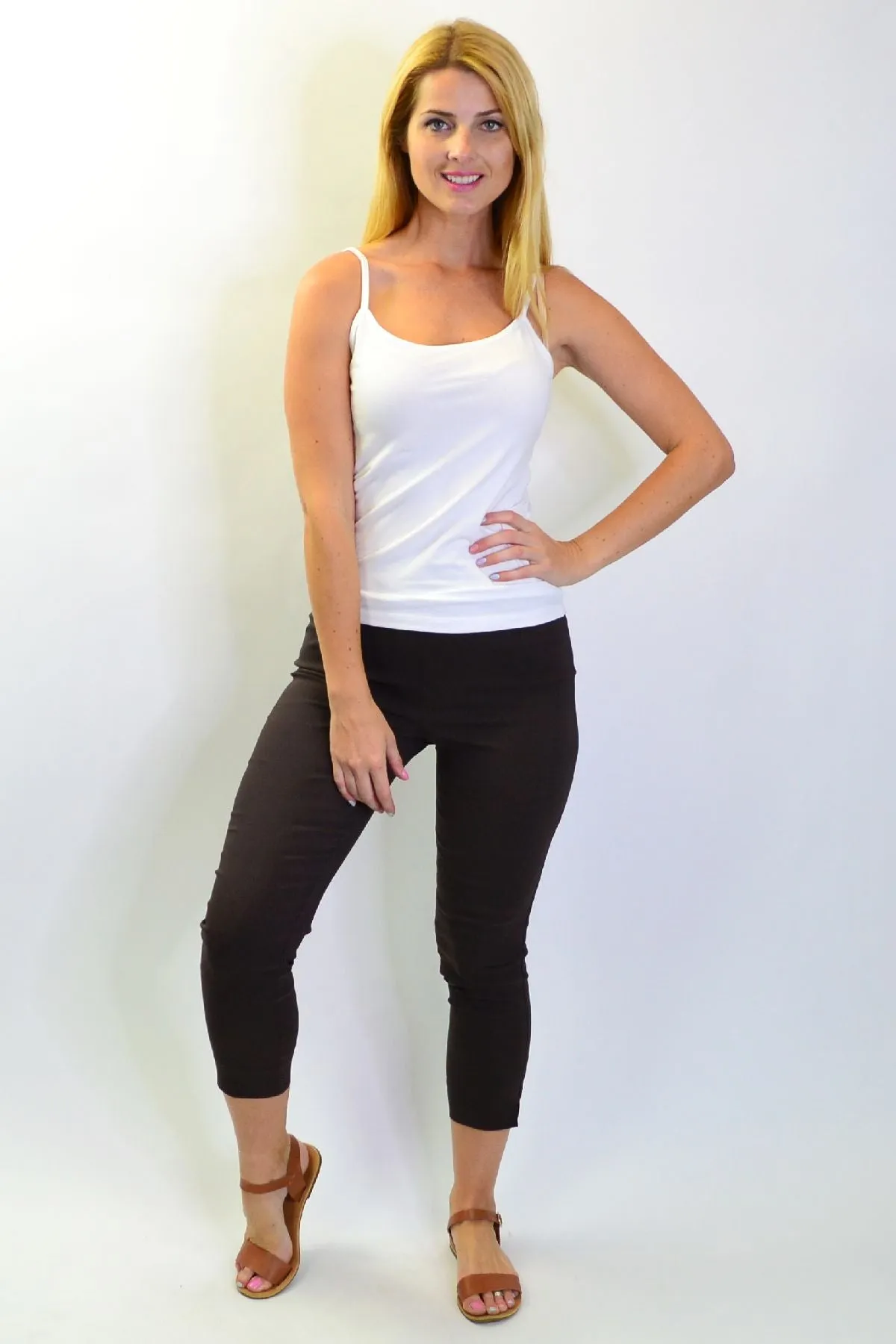 Brown Crop Pull on Pants