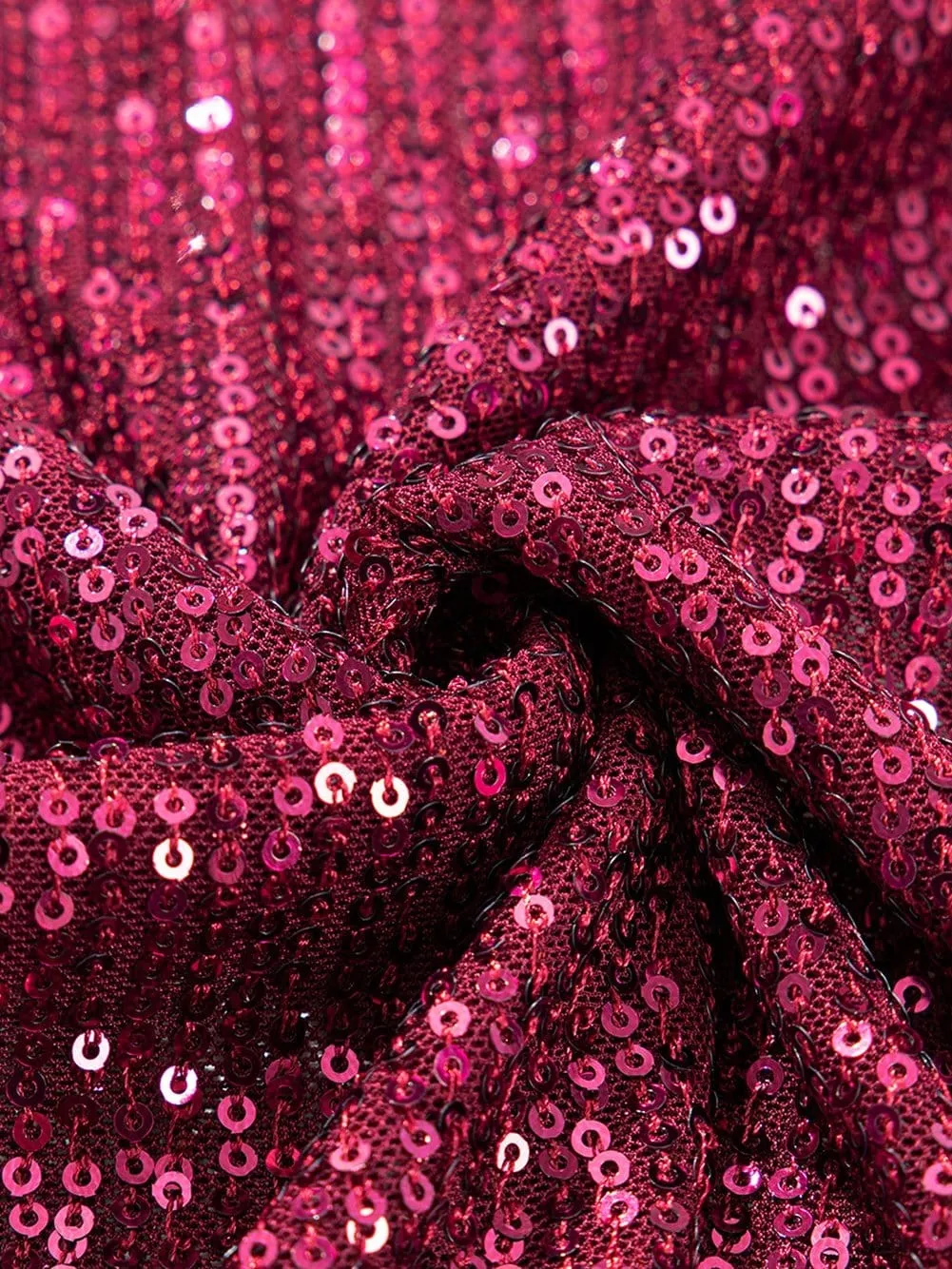 Burgundy Sequin Puff Sleeve Blouse