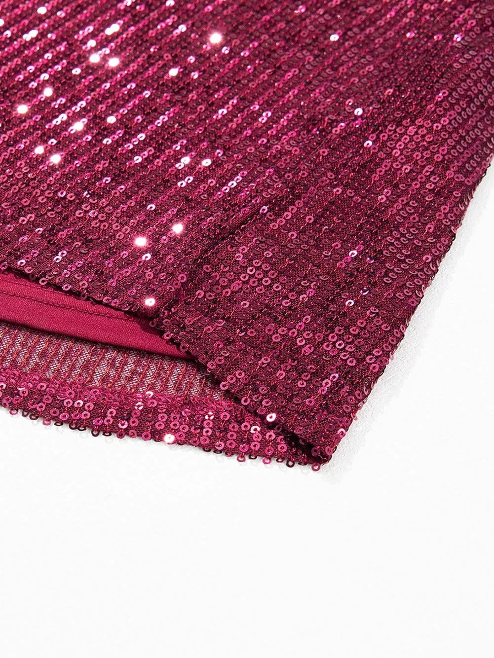 Burgundy Sequin Puff Sleeve Blouse