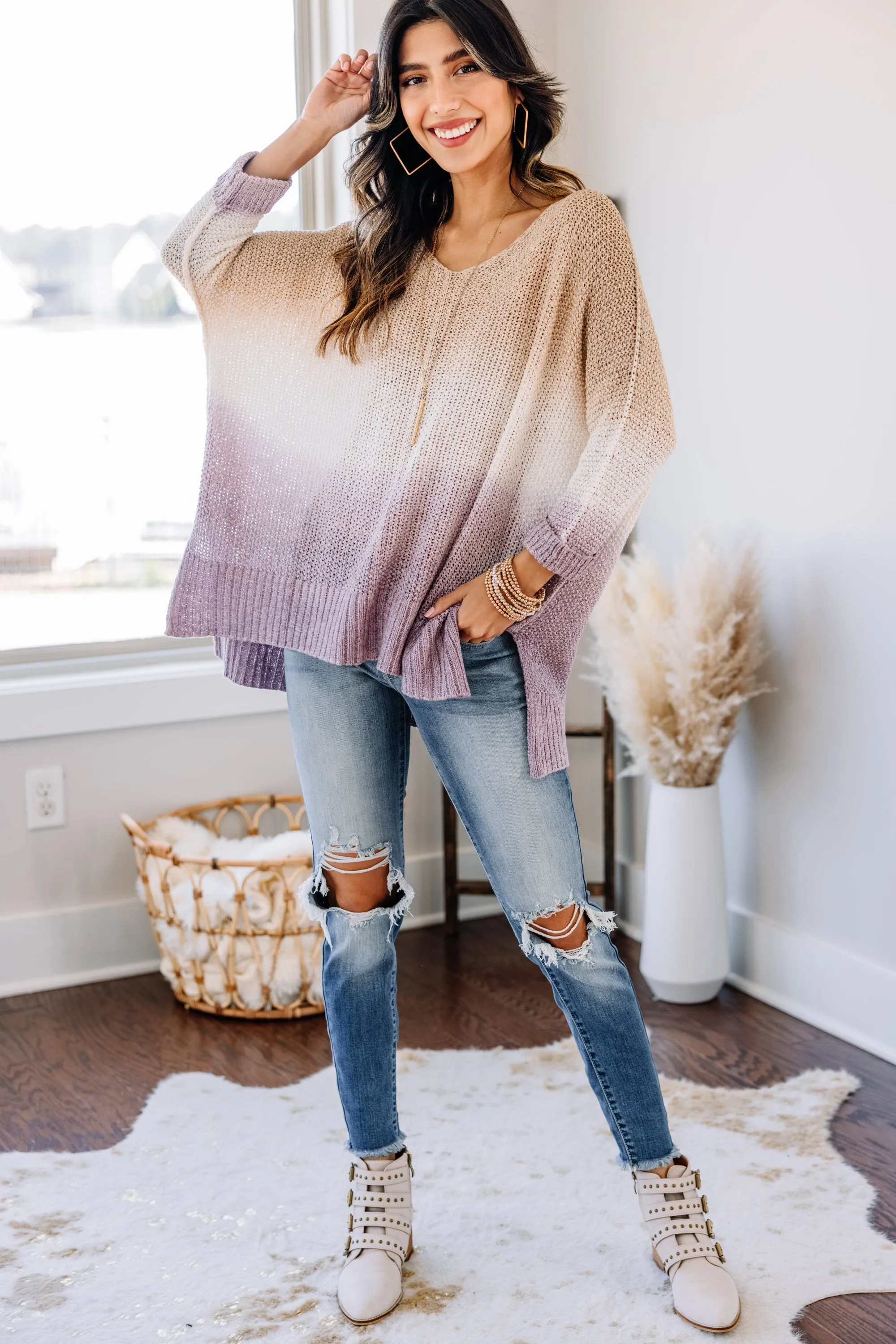 Can't Go On Without You Mocha Brown Ombre Sweater