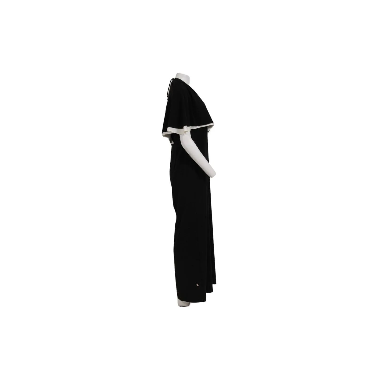 Cape Overlay Jumpsuit US 12 Black White Romper Wide Leg