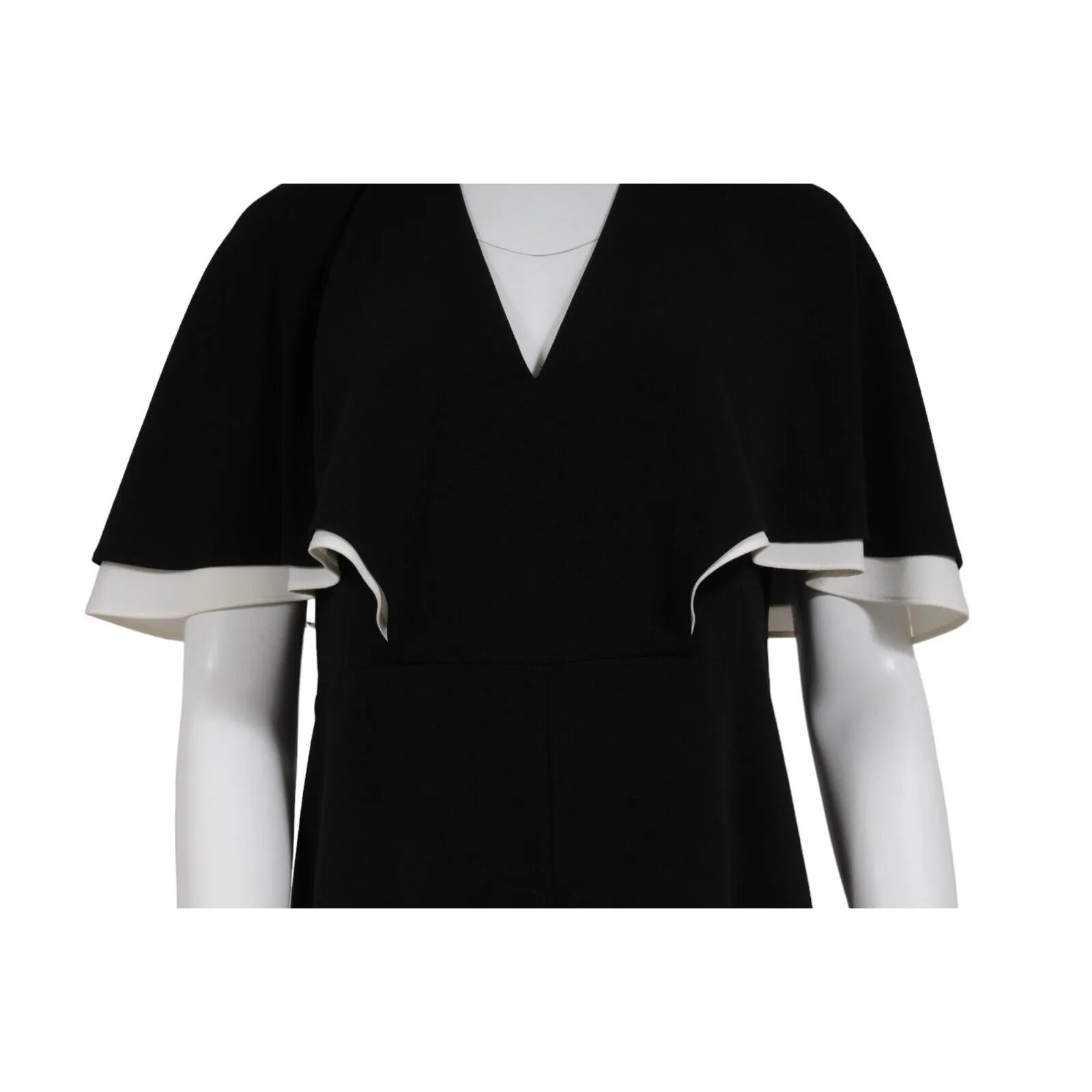 Cape Overlay Jumpsuit US 12 Black White Romper Wide Leg