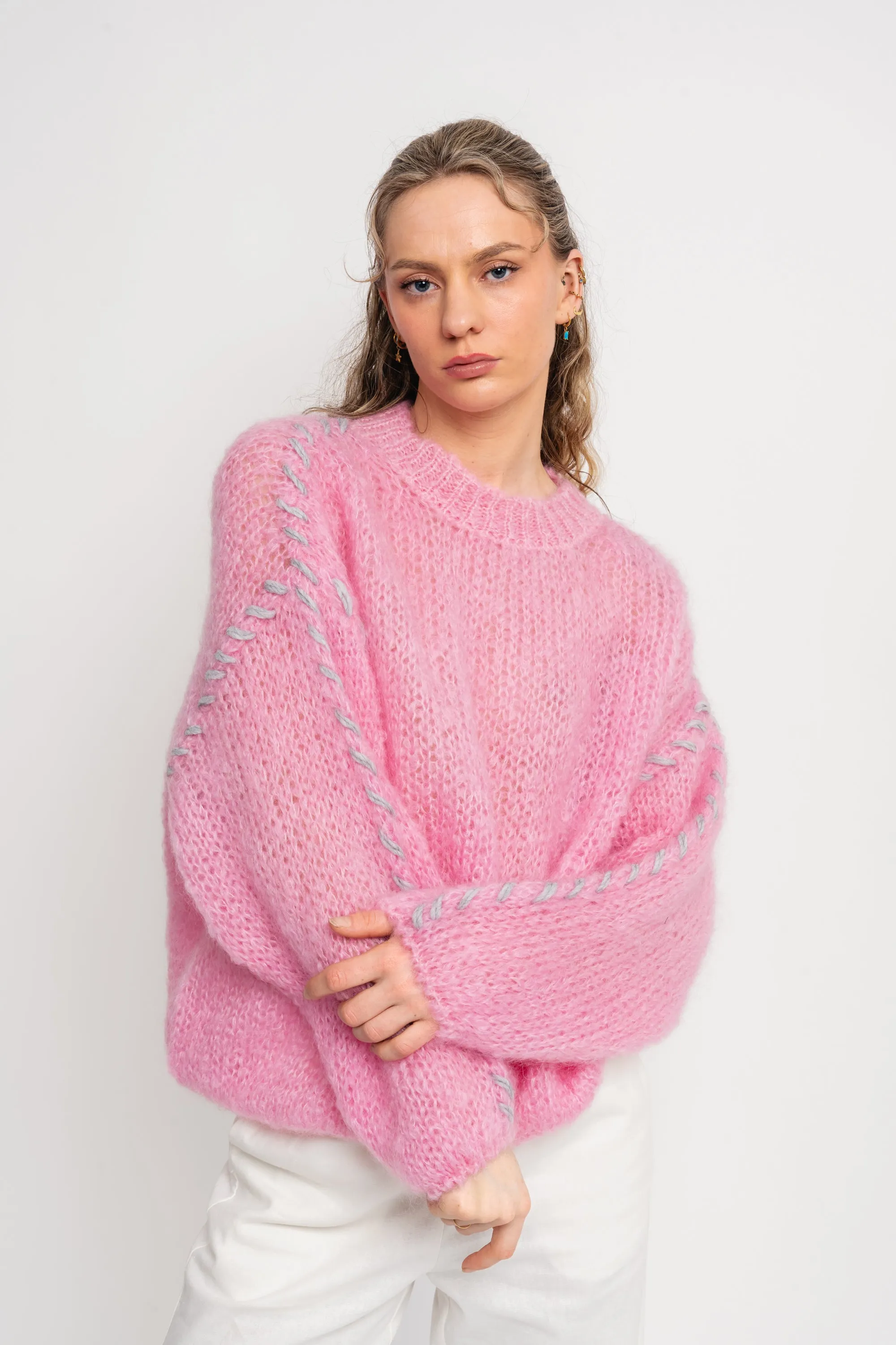 Catia Mohair Stitch Pullover - Soft Berry