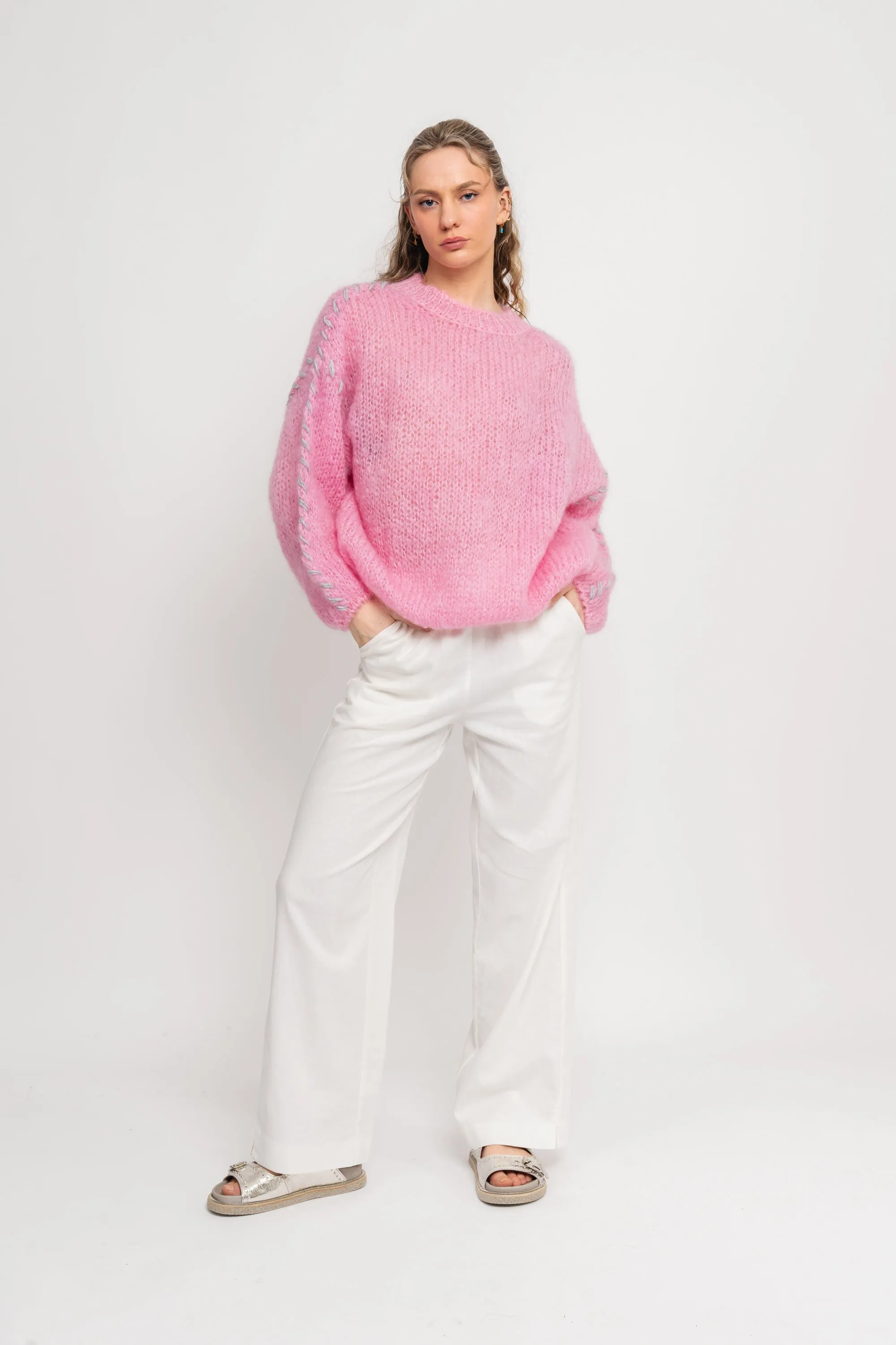 Catia Mohair Stitch Pullover - Soft Berry