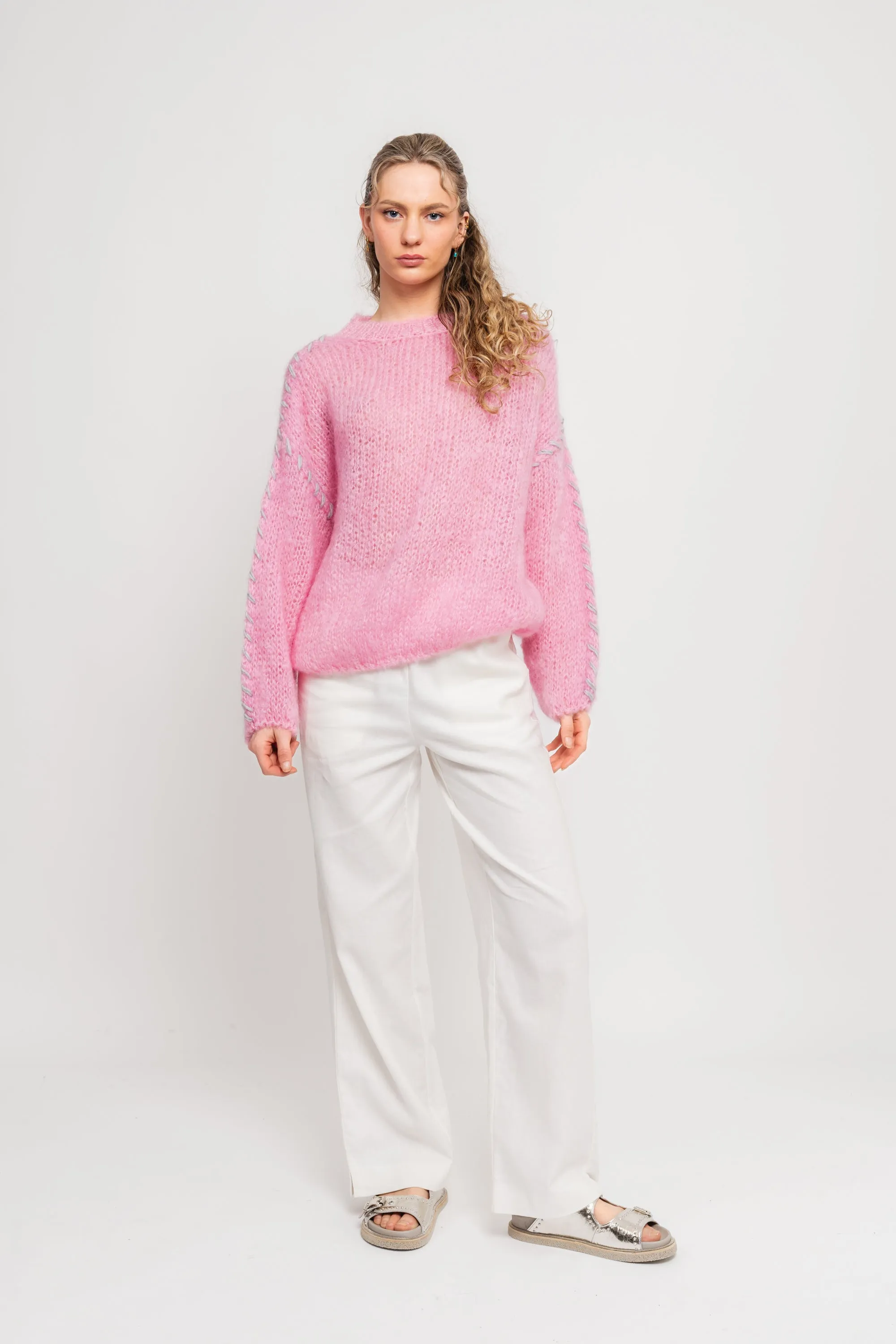 Catia Mohair Stitch Pullover - Soft Berry