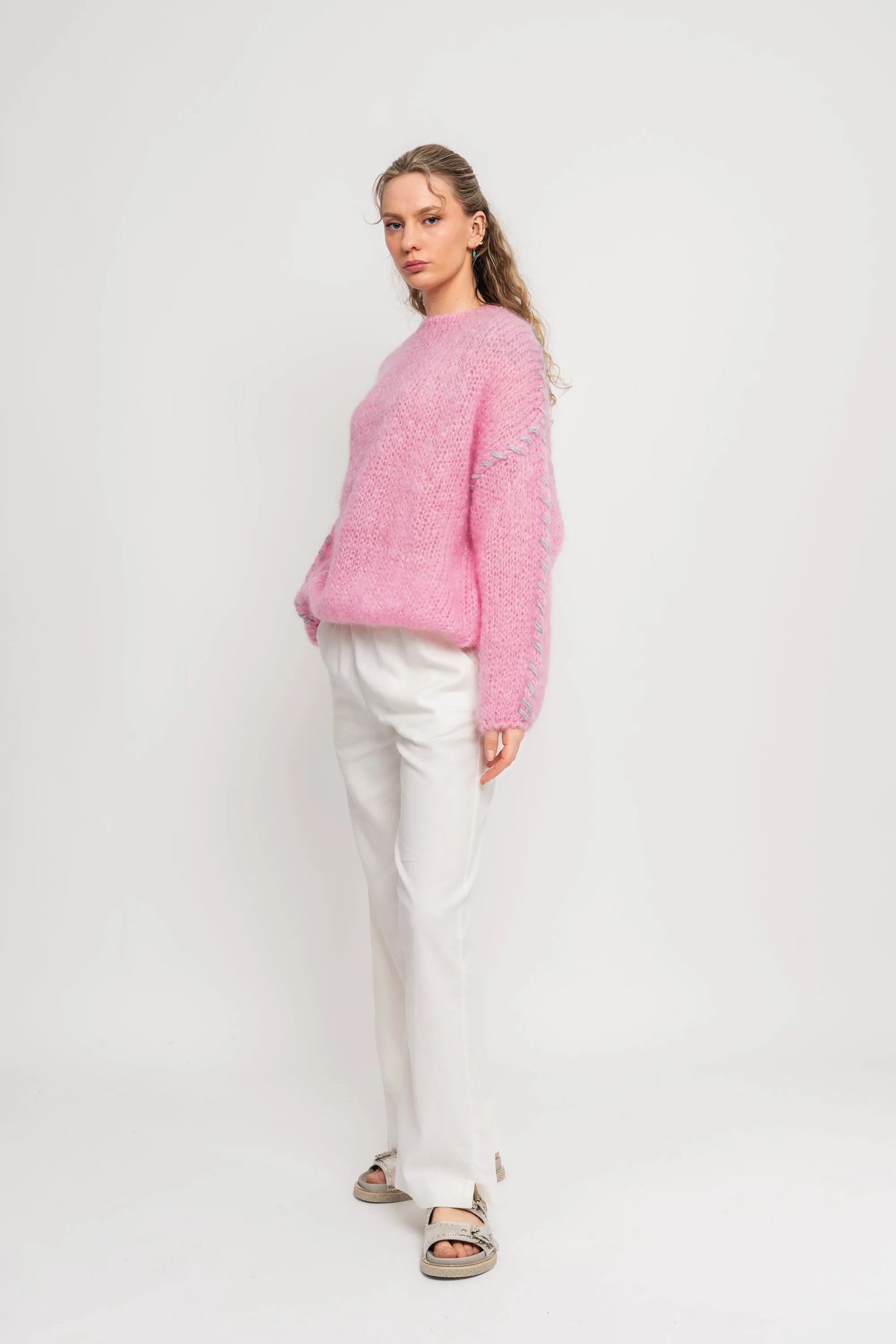 Catia Mohair Stitch Pullover - Soft Berry
