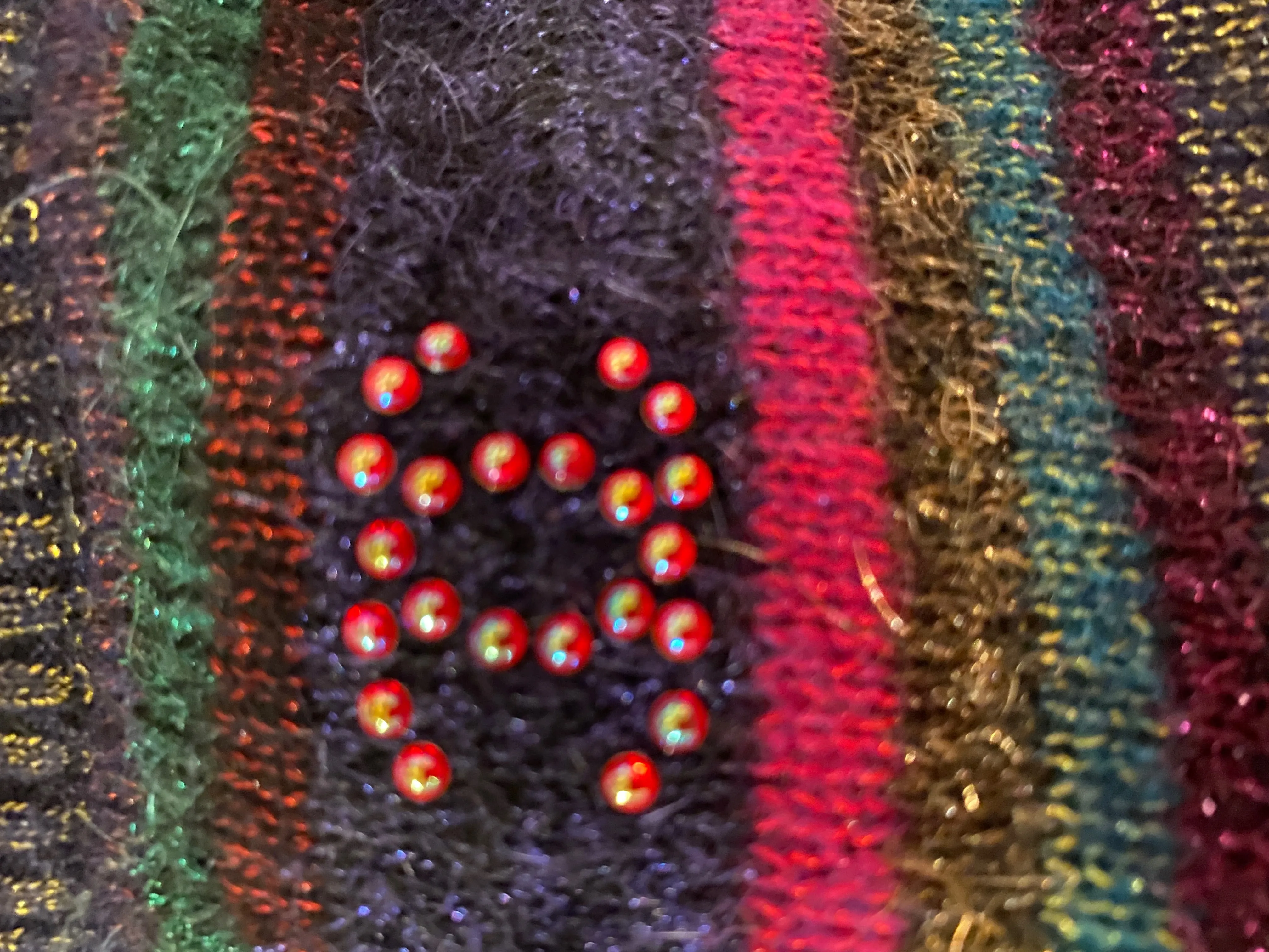 Chanel 12A RTW striped multicolor beaded Strass wool oversized pullover jumper sweater FR 38