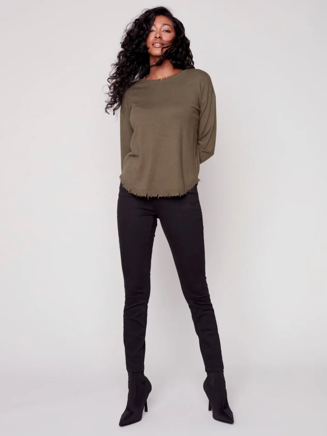 Charlie B - Crew Neck Drop Shoulder Sweater - Spruce