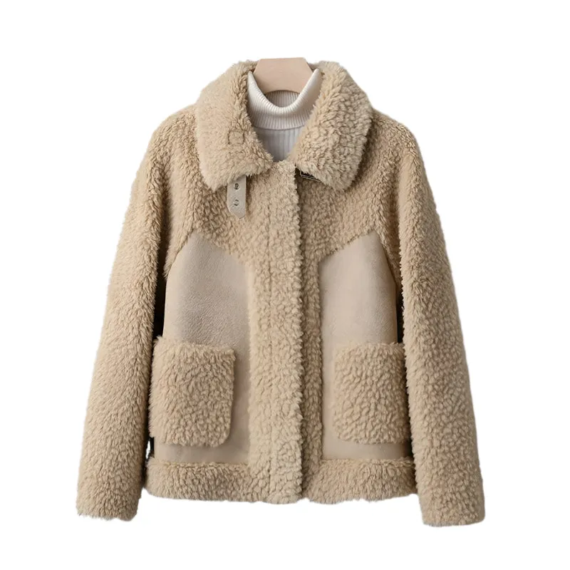 Chenille Coat Stitching Fur Coat Women