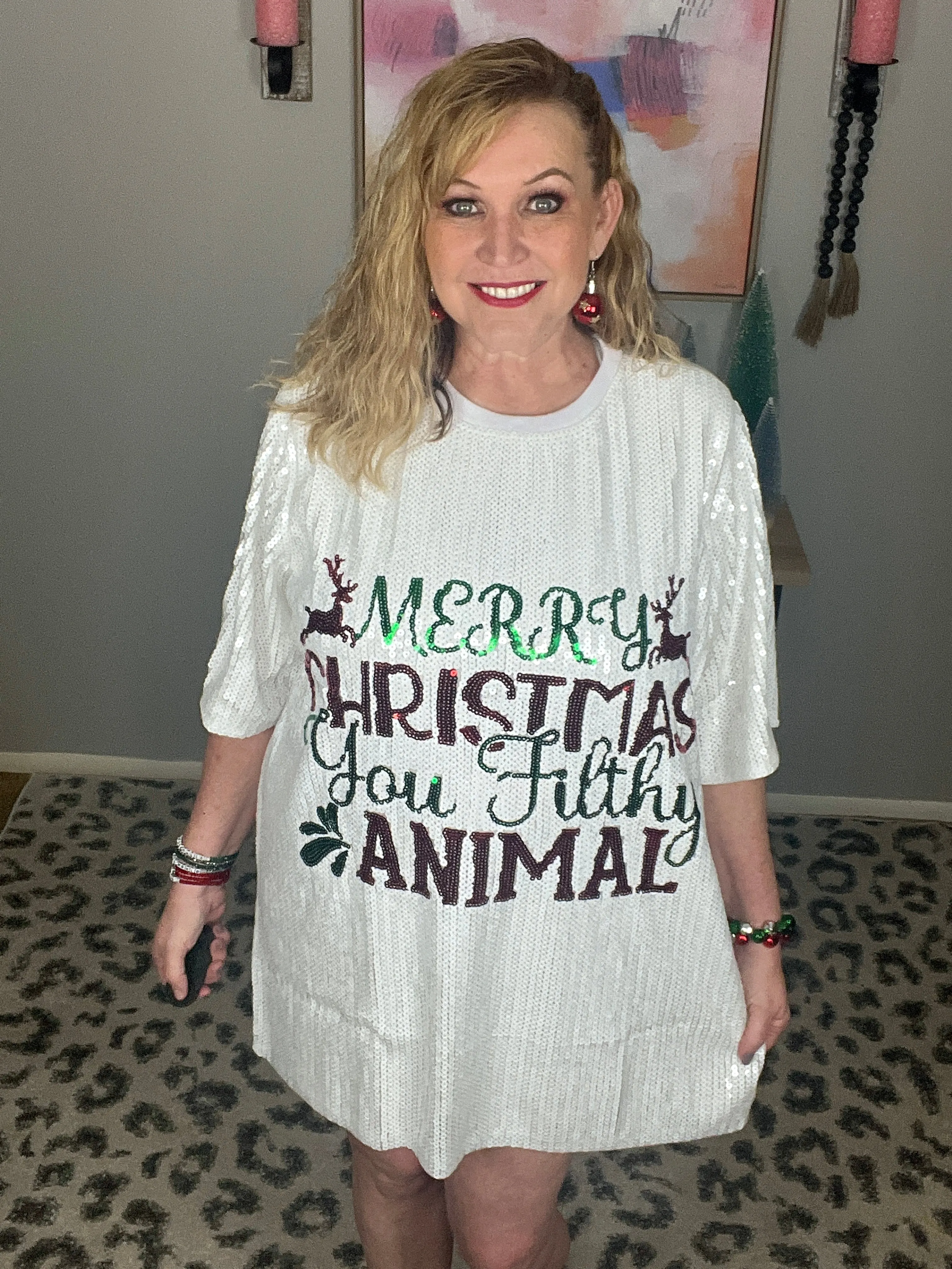 Christmas Sparkle Dress *White* (OS & Plus)