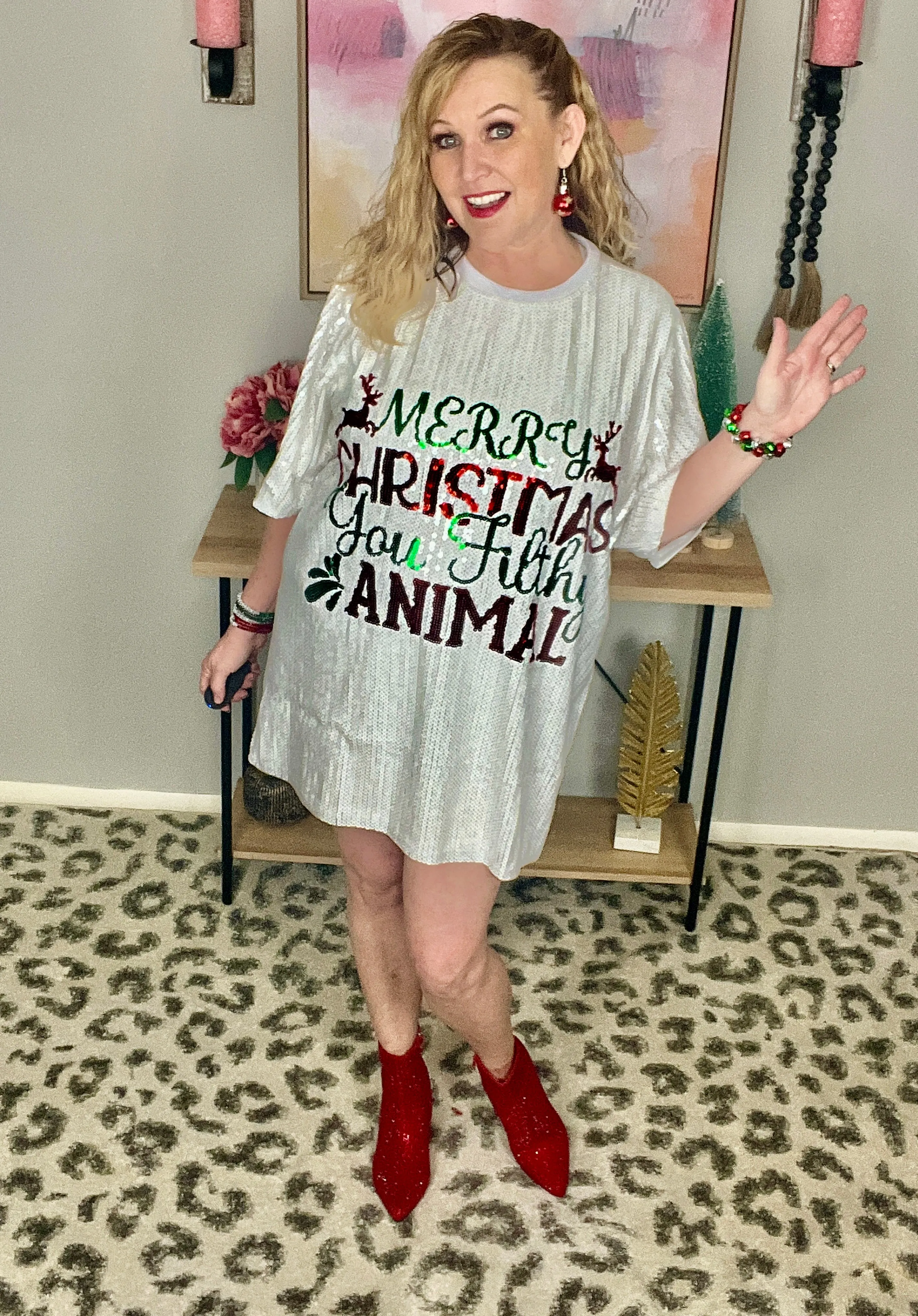 Christmas Sparkle Dress *White* (OS & Plus)