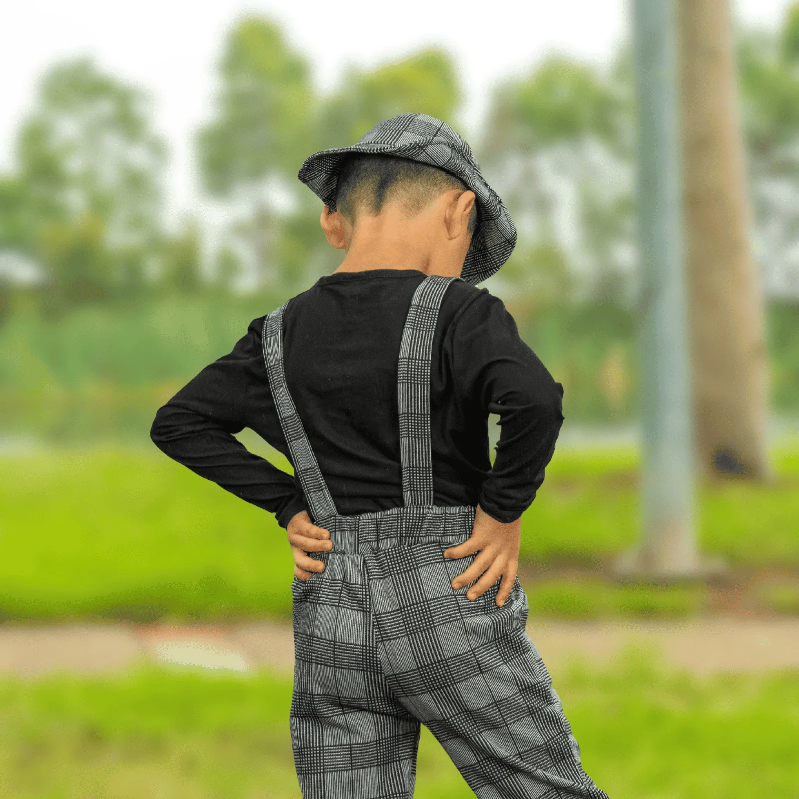 CLASSIC CHECK SUSPENDERS PANTS