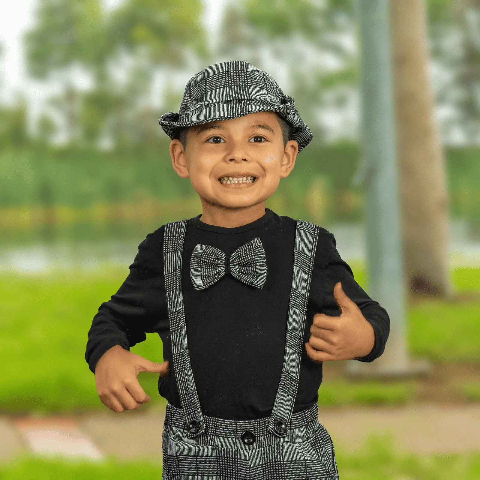 CLASSIC CHECK SUSPENDERS PANTS