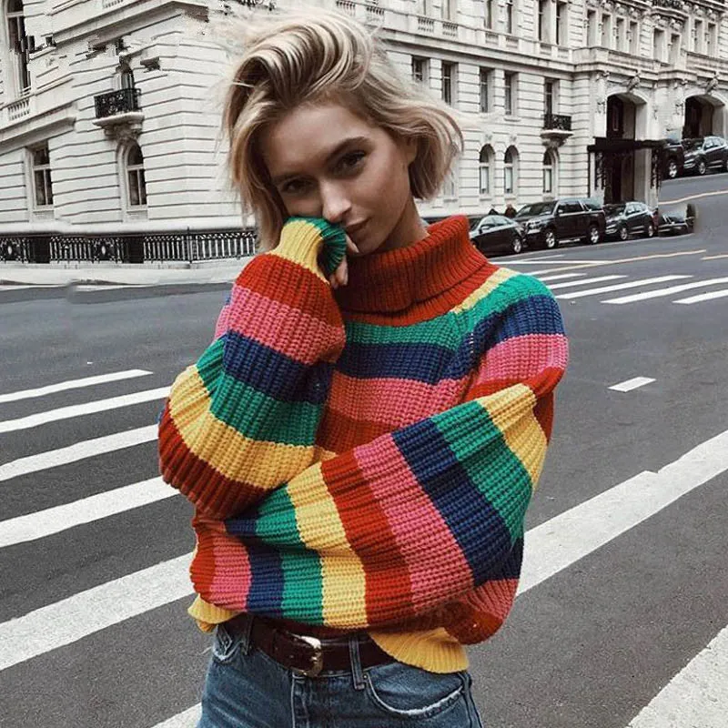 Colorful Striped Knitted Sweater