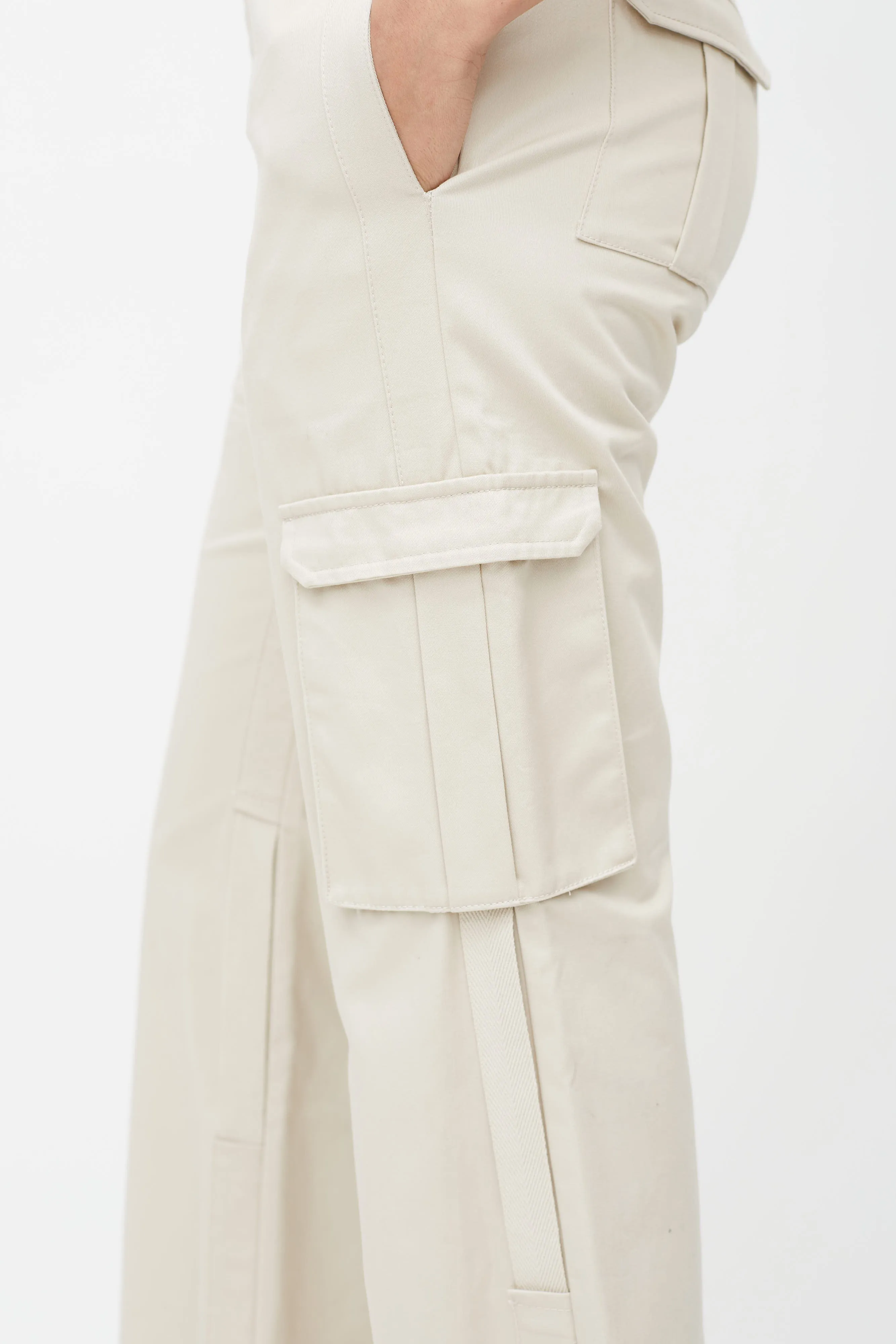 Cream Flare Cargo Pants